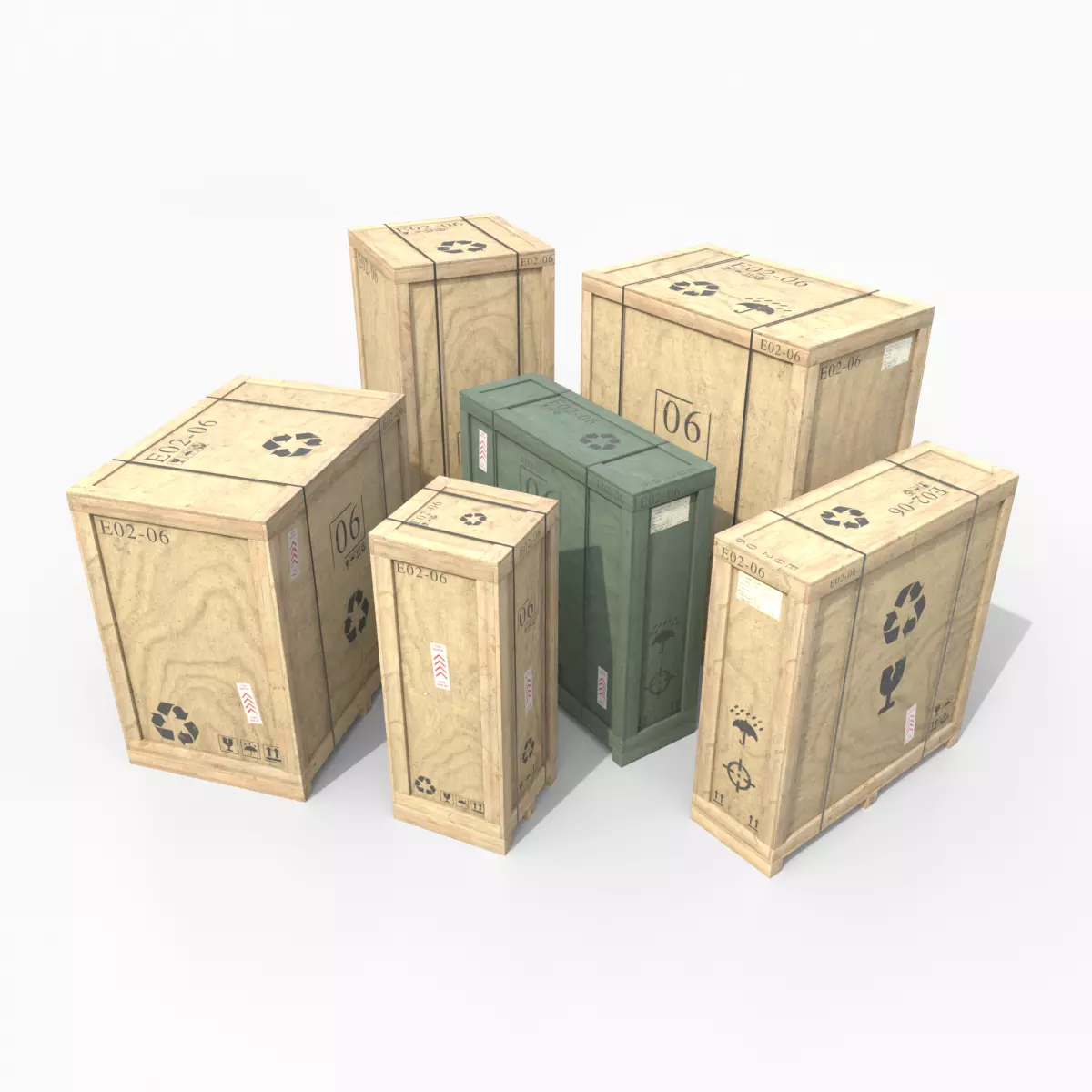 Customizable Wooden Crate Pack - Tall Assets 3D Model Collection_0