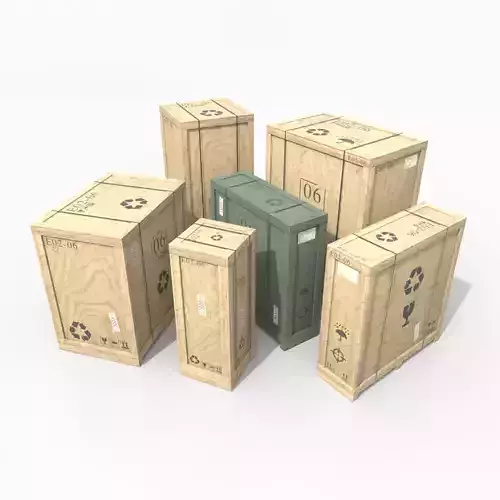 Customizable Wooden Crate Pack - Tall Assets 3D Model Collection