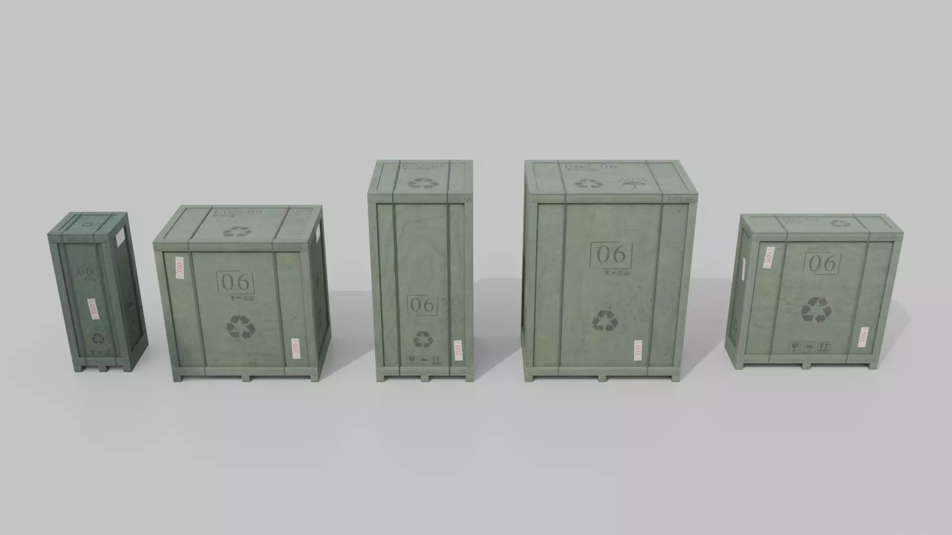 Customizable Wooden Crate Pack - Tall Assets 3D Model Collection_7