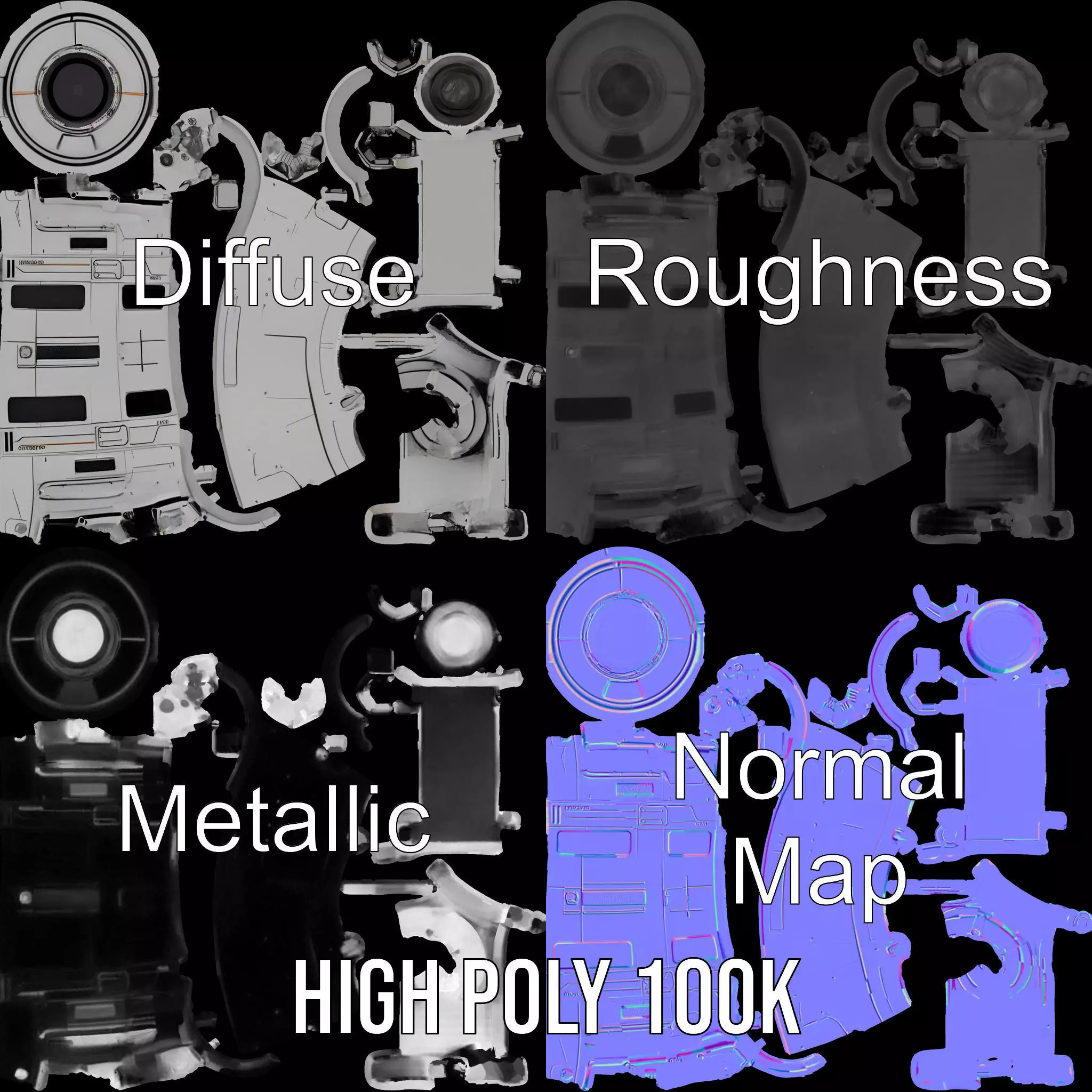 Futuristic Turret Model Pack Low-poly 3D model_4