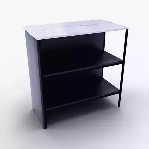 Modern Black Shelf with Marble Top  Realistic 3D Model