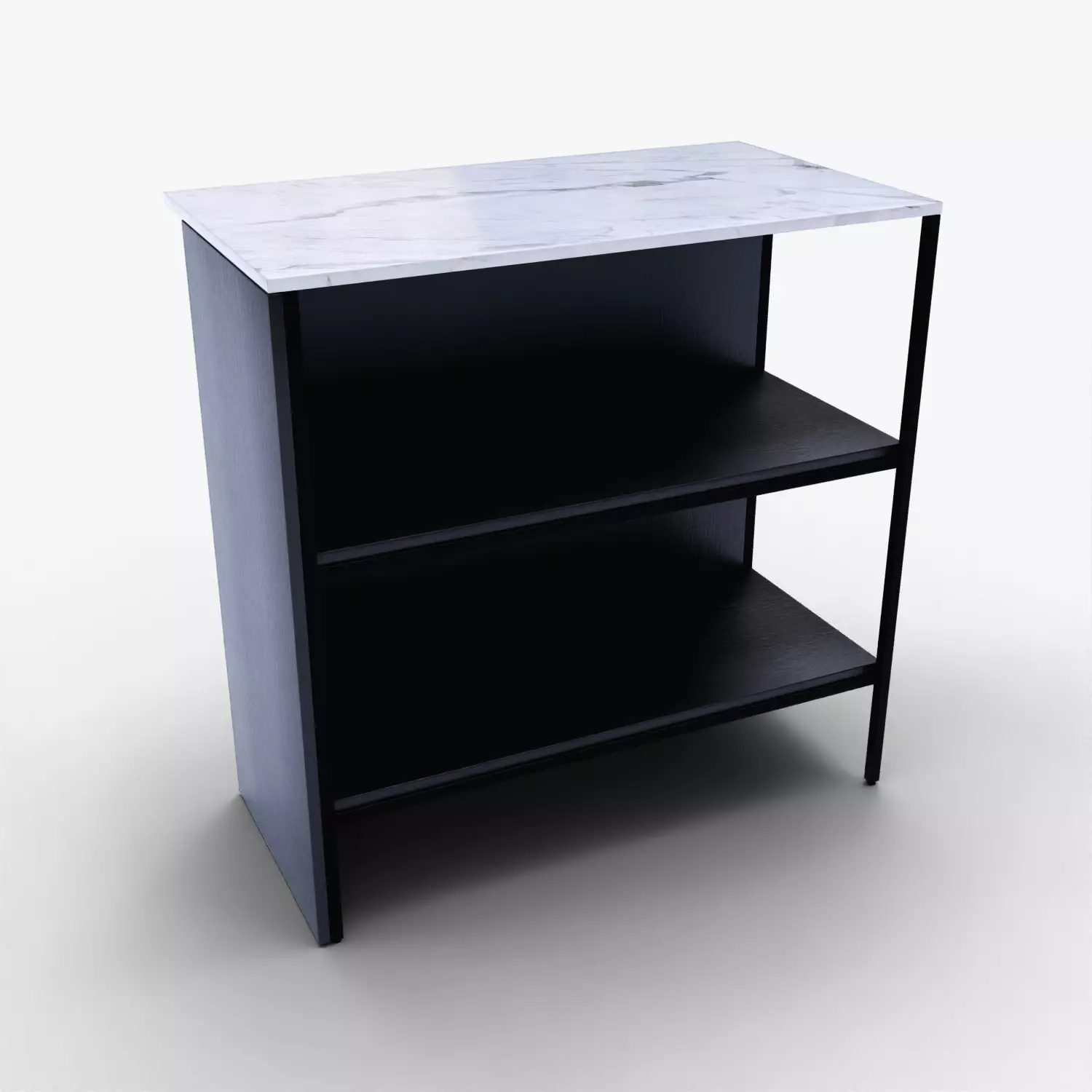 Modern Black Shelf with Marble Top  Realistic 3D Model Low-poly 3D model_0