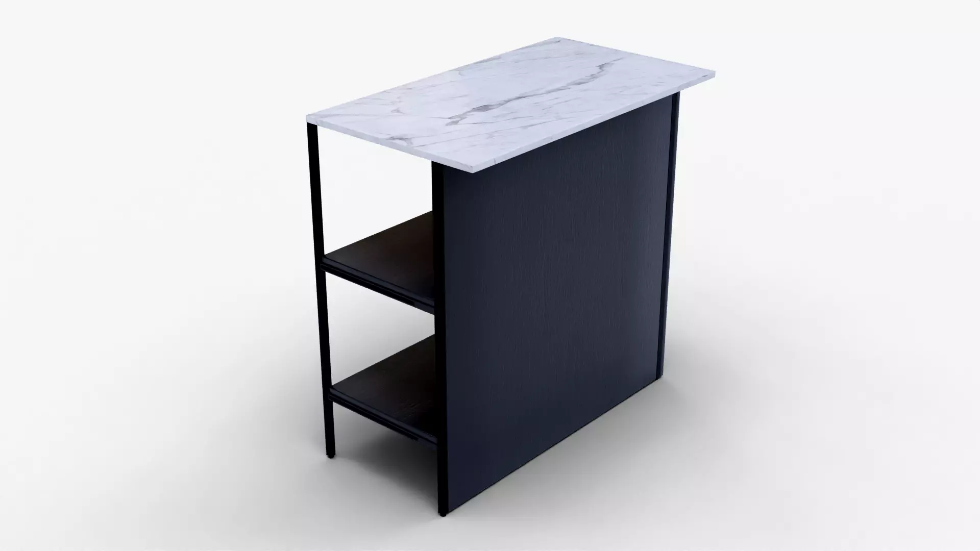 Modern Black Shelf with Marble Top  Realistic 3D Model Low-poly 3D model_7