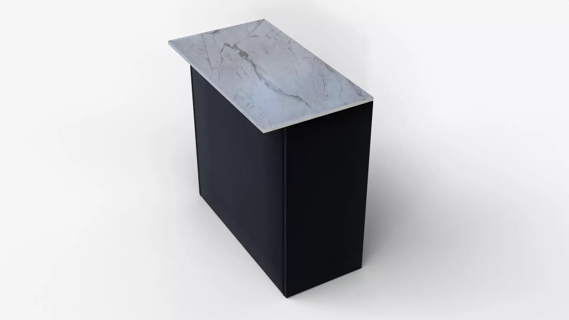 Modern Black Shelf with Marble Top  Realistic 3D Model Low-poly 3D model_2