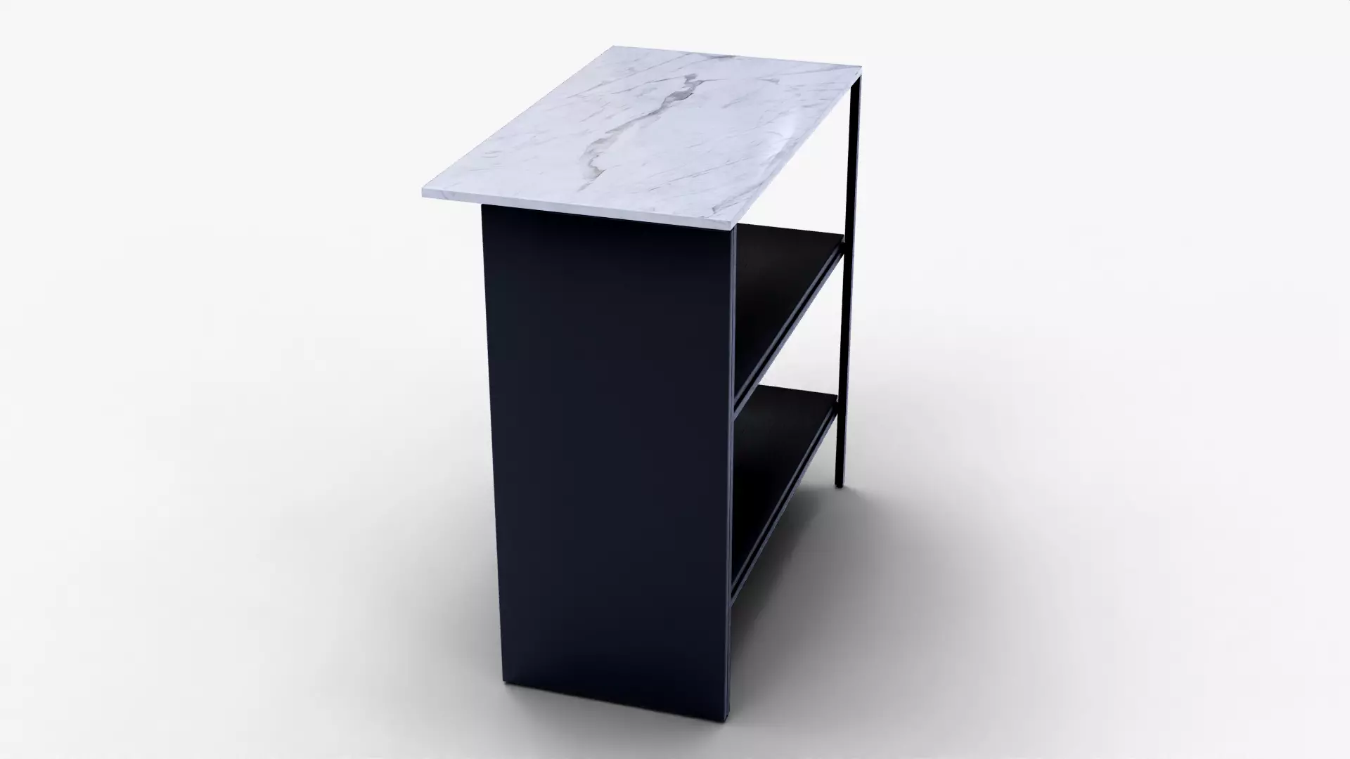Modern Black Shelf with Marble Top  Realistic 3D Model Low-poly 3D model_8