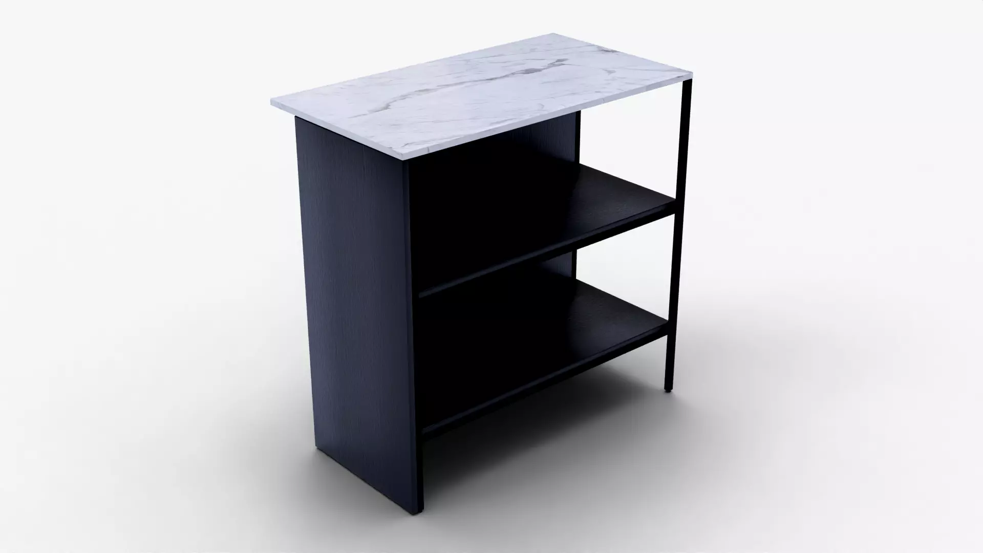 Modern Black Shelf with Marble Top  Realistic 3D Model Low-poly 3D model_3
