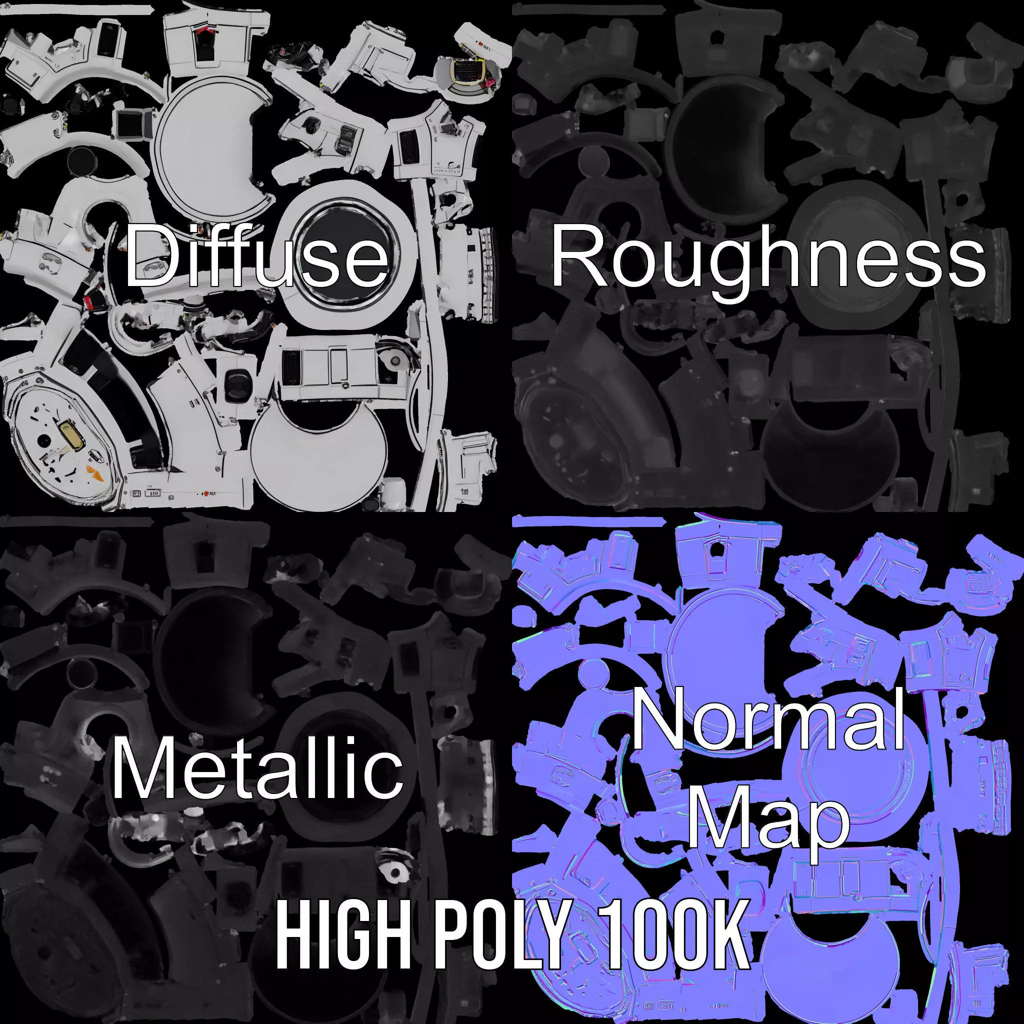 Futuristic Surveillance Camera Model Pack Low-poly 3D model_4