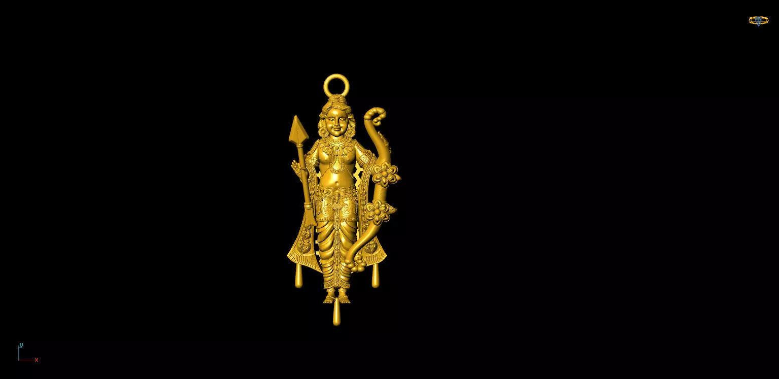 Ram lala pendent and ring 3D model_0