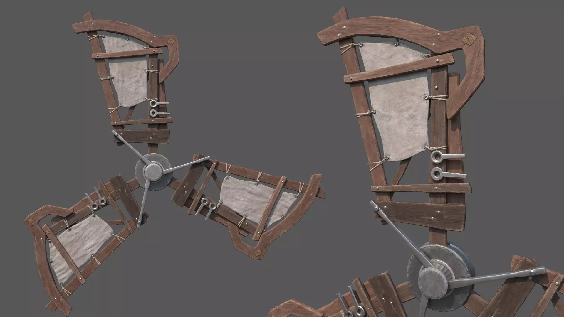 Junk Windmill Prop Low-poly 3D model_0