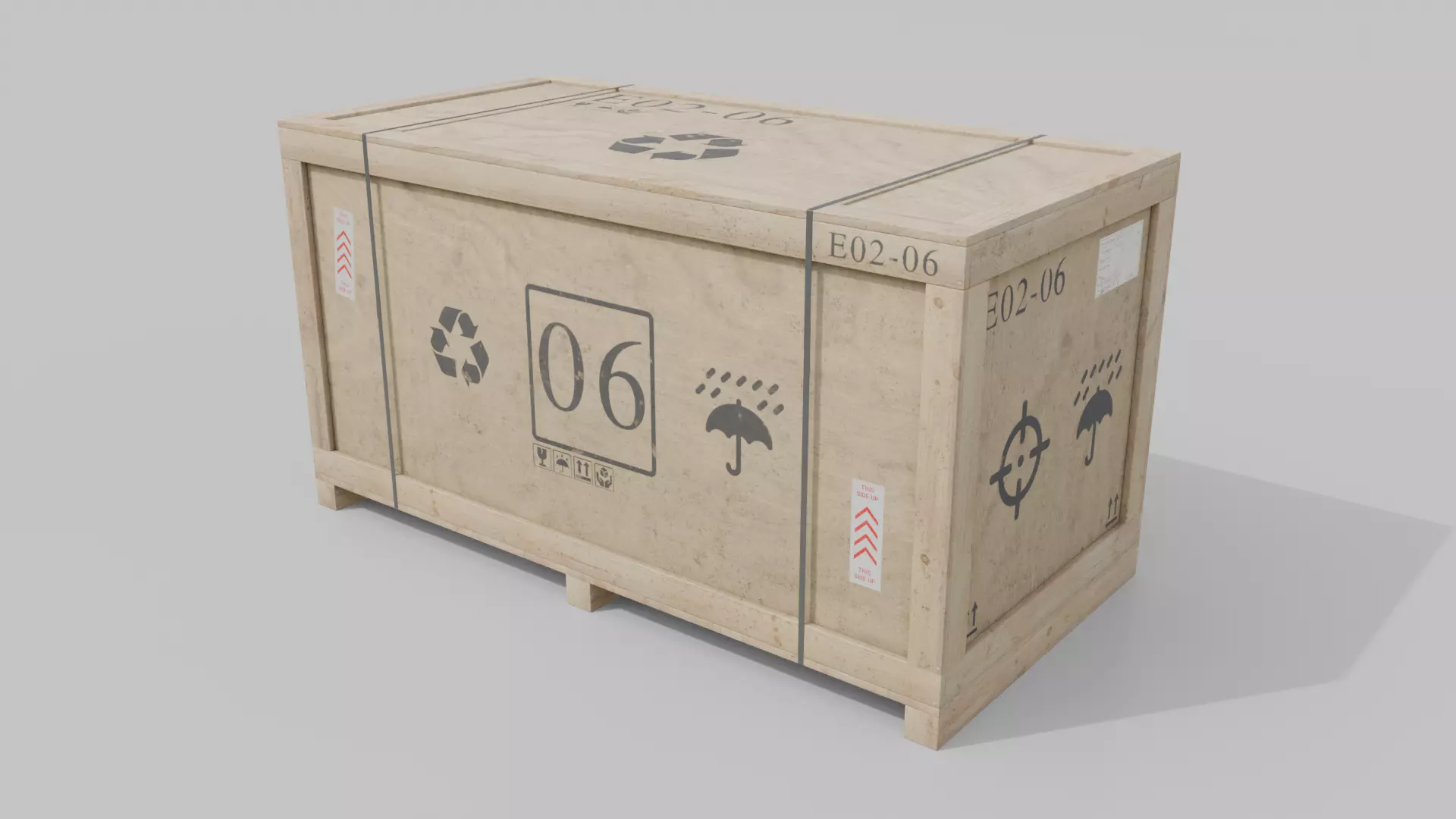 Customizable Wooden Crate Pack - Horizontal Mix 3D Model Collection_8