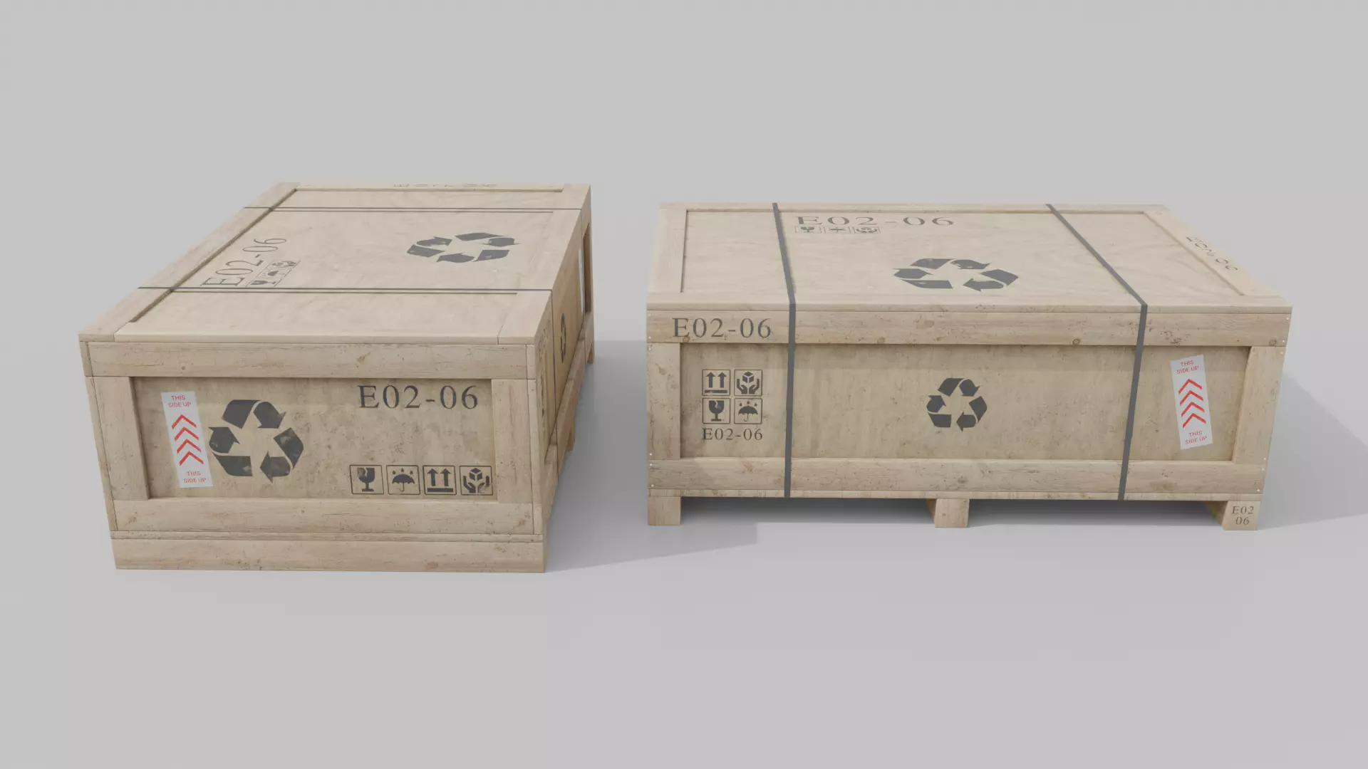 Customizable Wooden Crate Pack - Horizontal Mix 3D Model Collection_40
