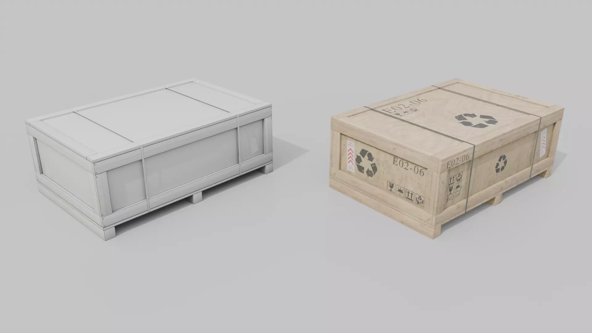 Customizable Wooden Crate Pack - Horizontal Mix 3D Model Collection_48