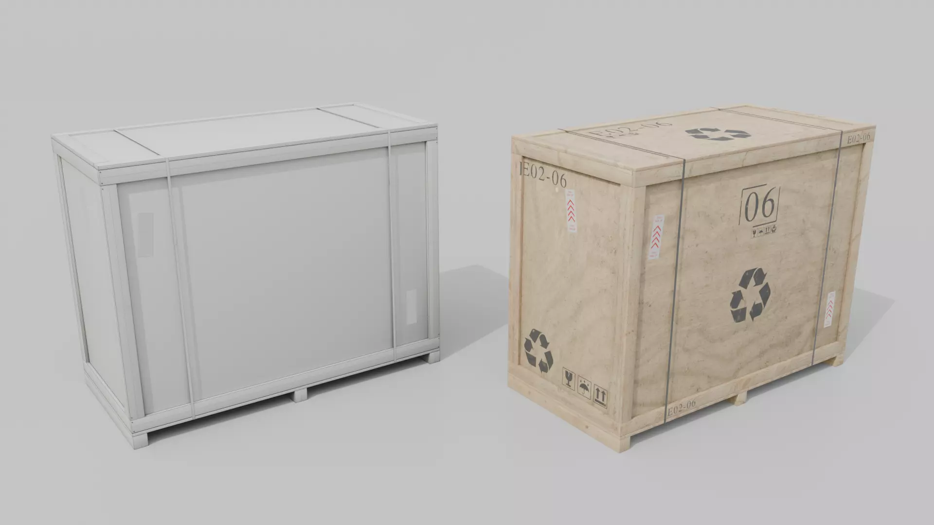 Customizable Wooden Crate Pack - Horizontal Mix 3D Model Collection_26