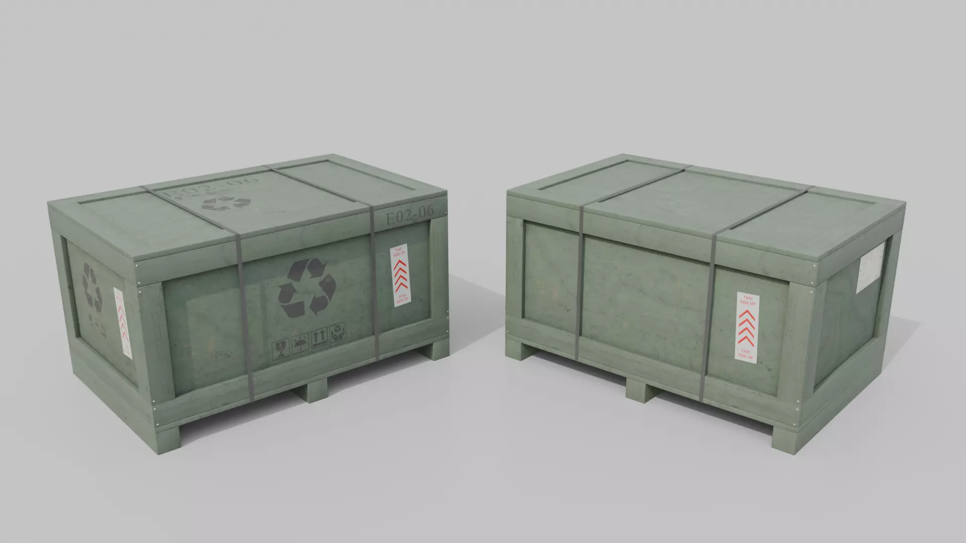 Customizable Wooden Crate Pack - Horizontal Mix 3D Model Collection_36