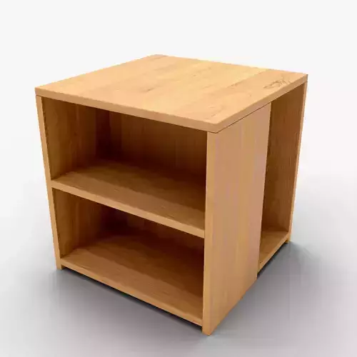 Modern Wooden Book Shelf 3D Model - Low Poly Furniture
