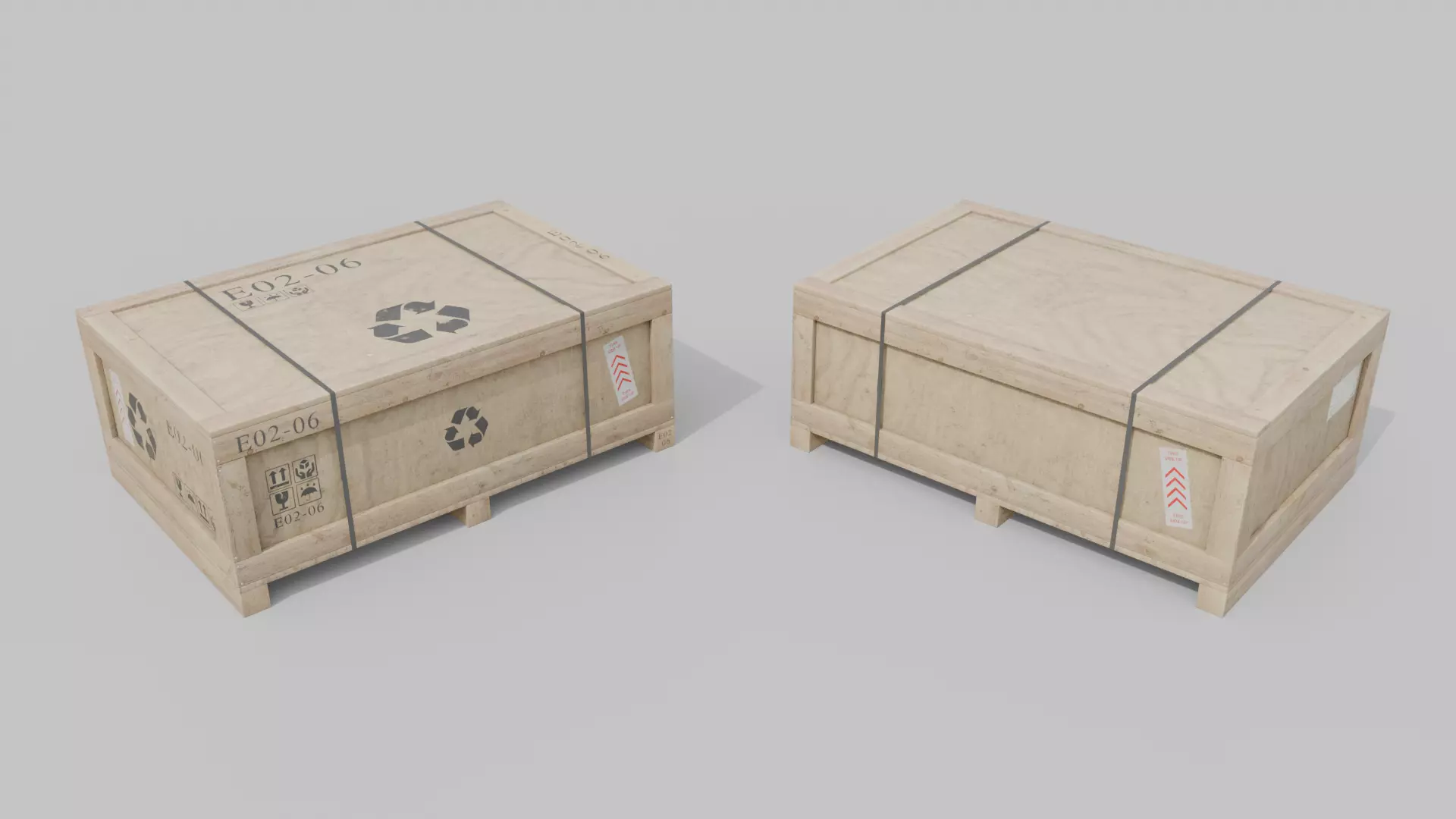 Customizable Wooden Crate Set - Variety Pack 3D Model Collection_37