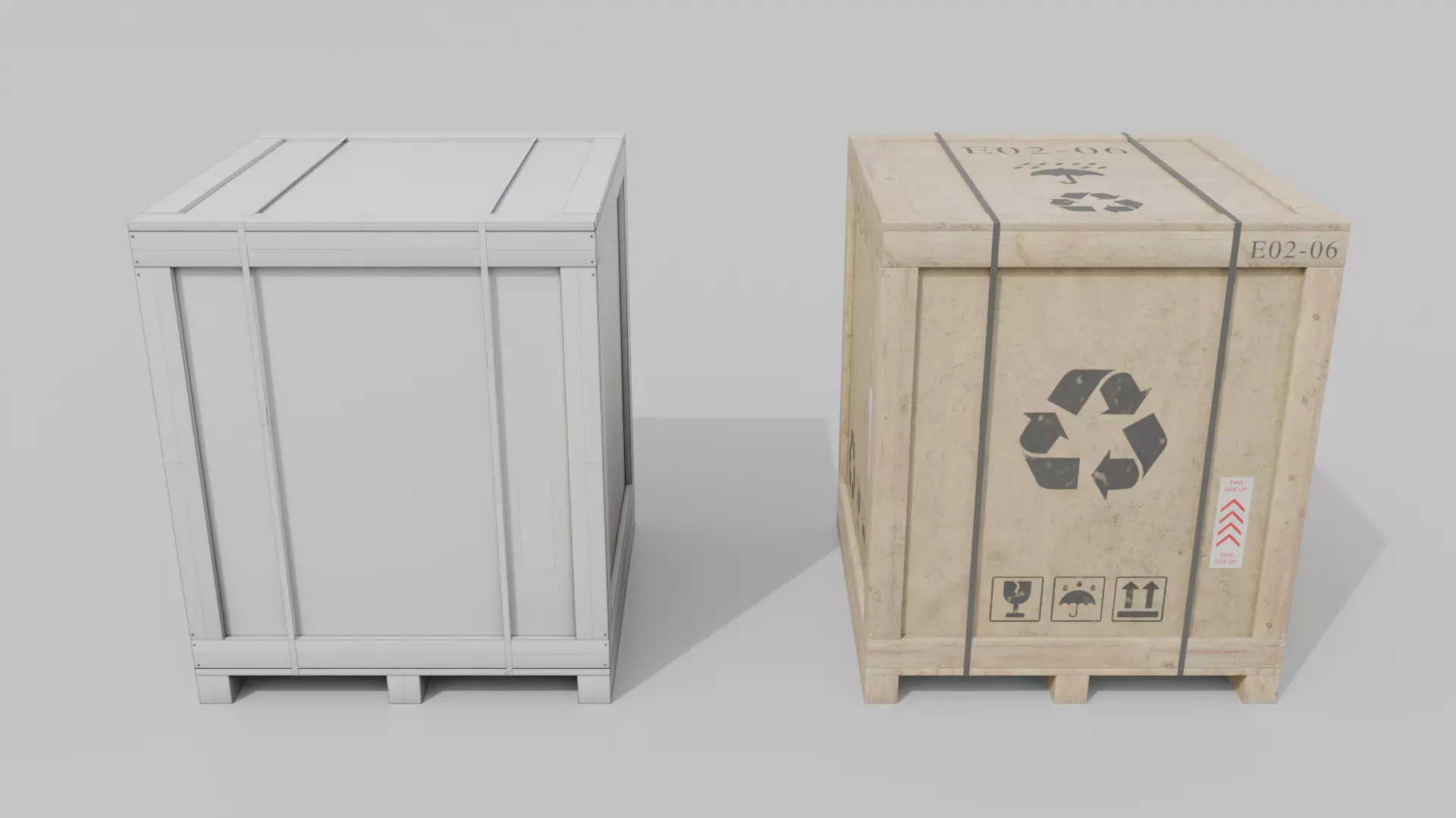 Customizable Wooden Crate Set - Variety Pack 3D Model Collection_19