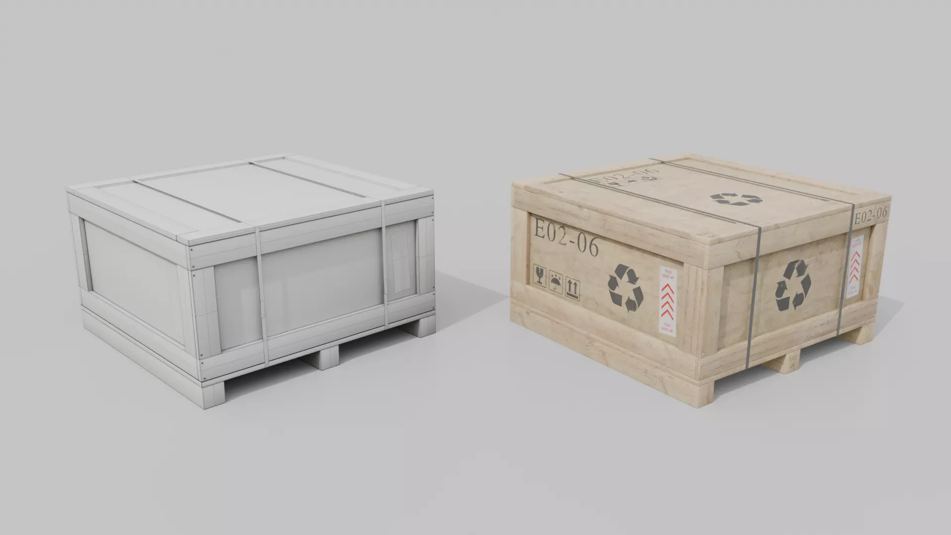Customizable Wooden Crate Set - Variety Pack 3D Model Collection_72