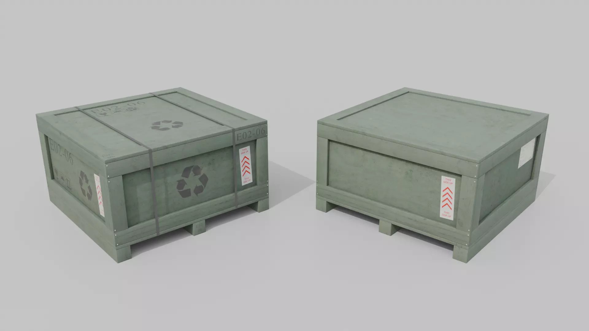 Customizable Wooden Crate Set - Variety Pack 3D Model Collection_71