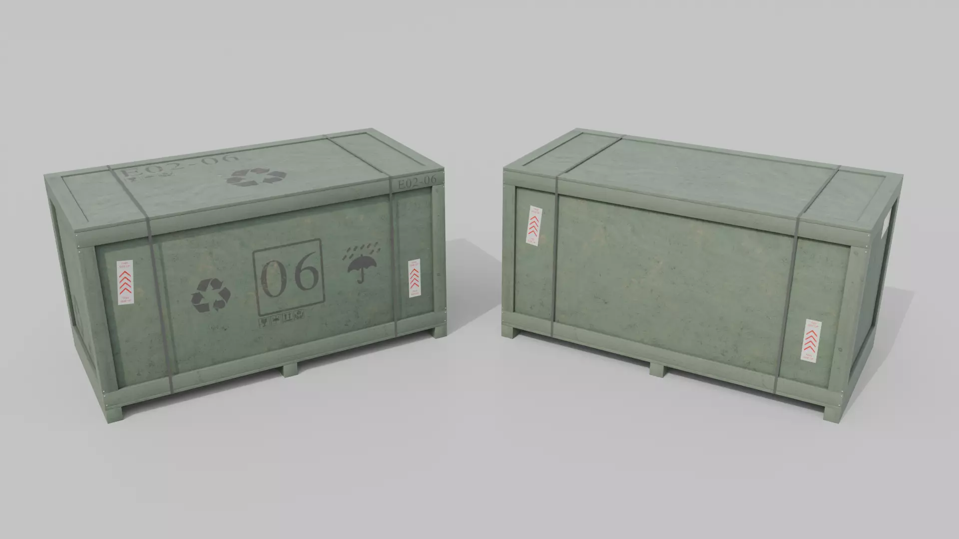 Customizable Wooden Crate Set - Variety Pack 3D Model Collection_27