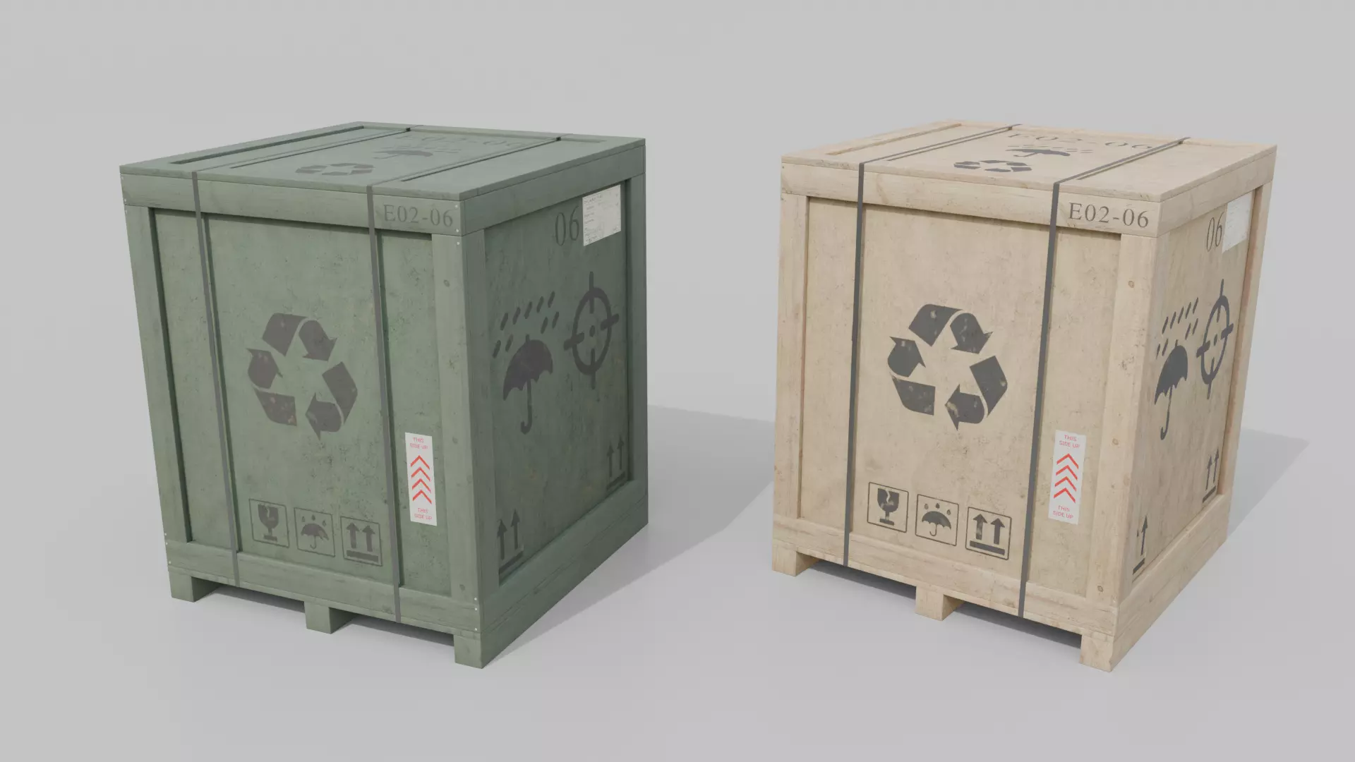 Customizable Wooden Crate Set - Variety Pack 3D Model Collection_16