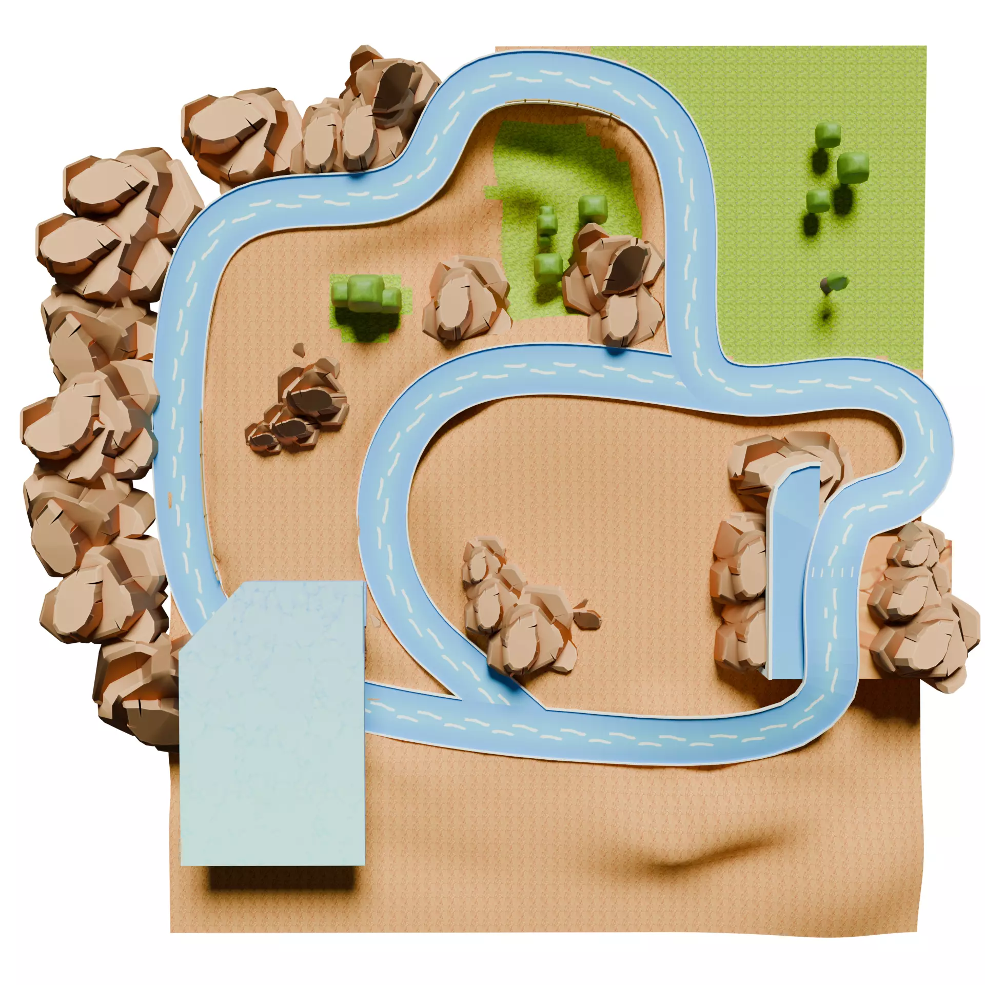 Low Poly Cartoon Race Track Low-poly 3D model_4