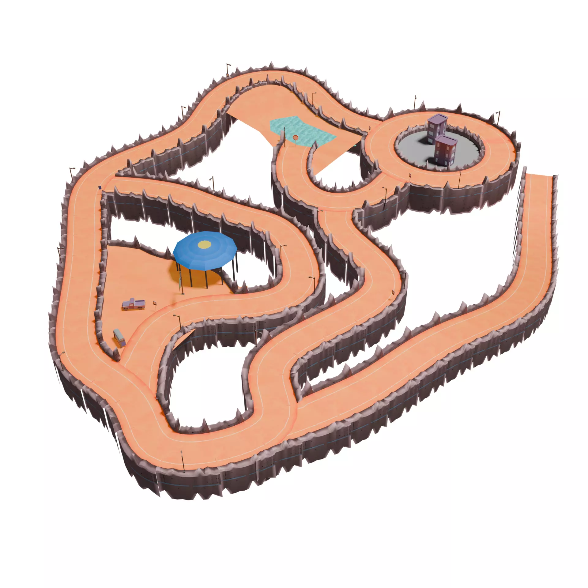 Low Poly Cartoon Race Track Low-poly 3D model_8