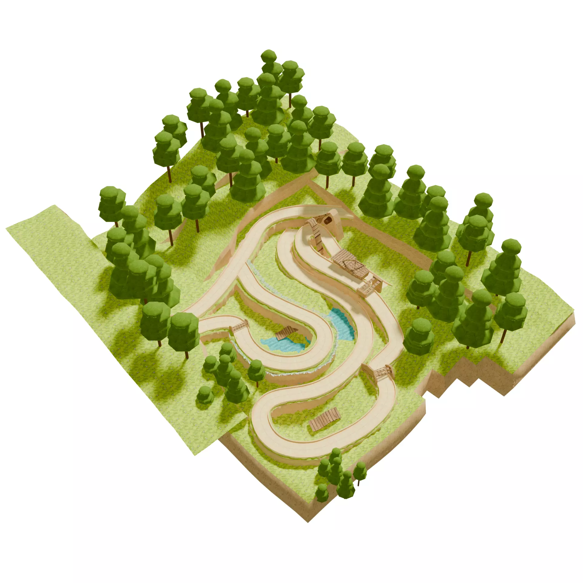 Low Poly Cartoon Race Track Low-poly 3D model_5