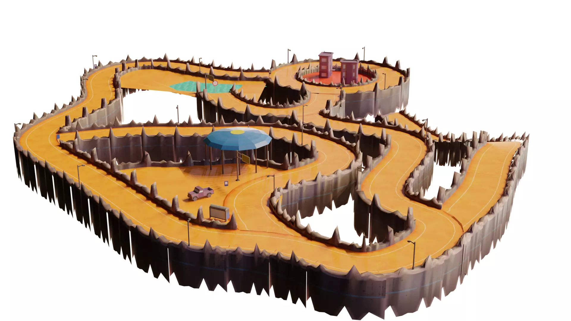 Low Poly Cartoon Race Track Low-poly 3D model_7