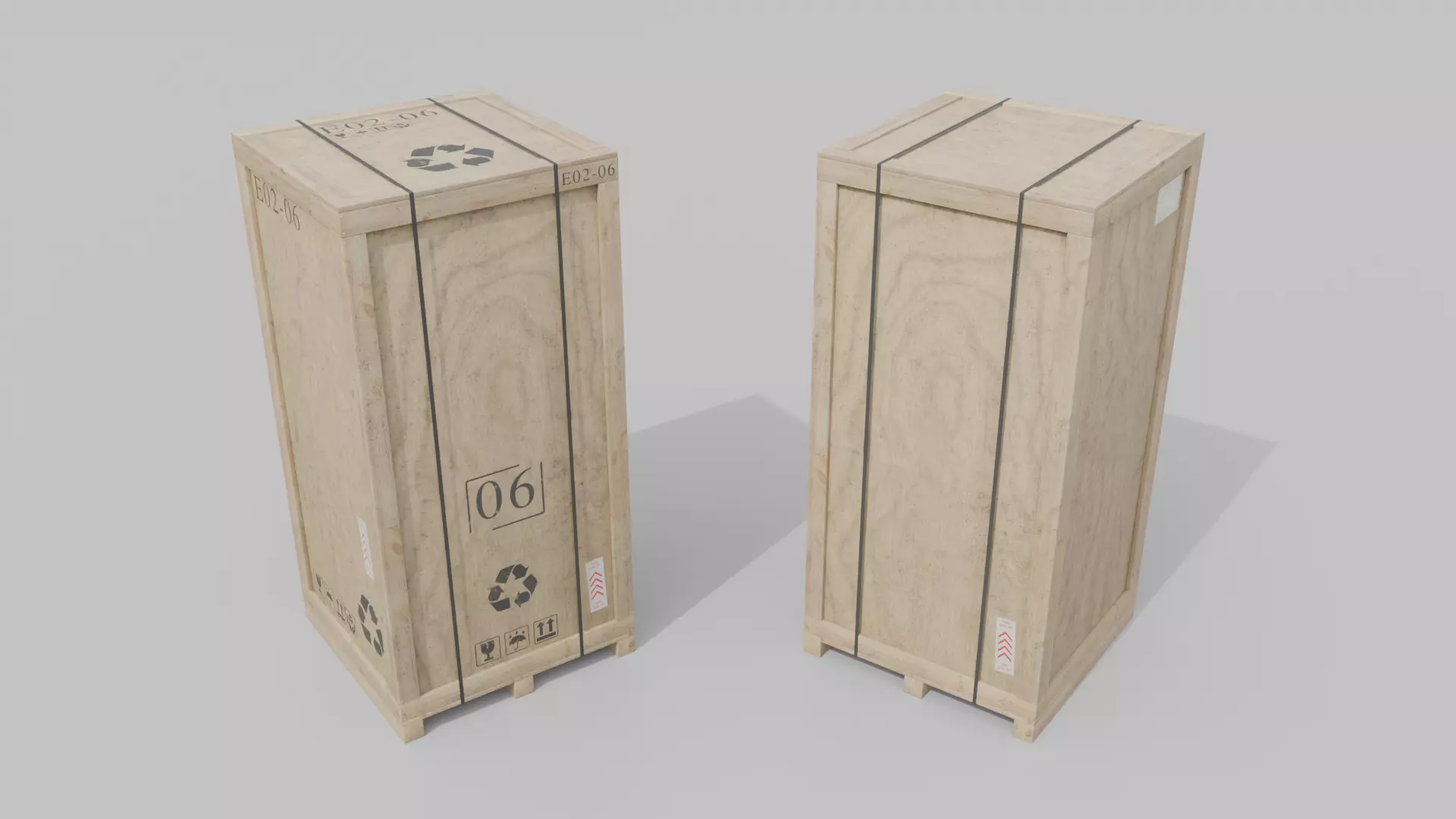 Customizable Wooden Crate Set - Stylized Props 3D Model Collection_72