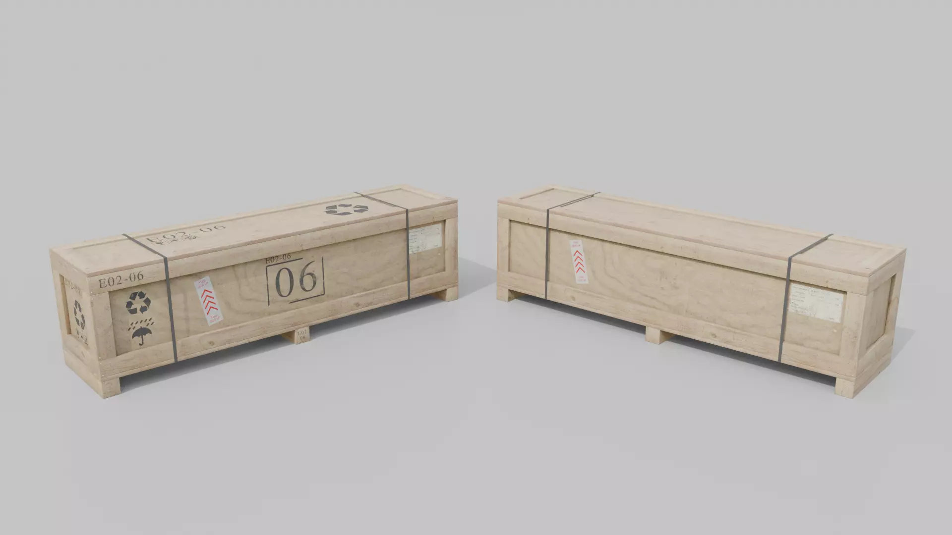 Customizable Wooden Crate Set - Stylized Props 3D Model Collection_61