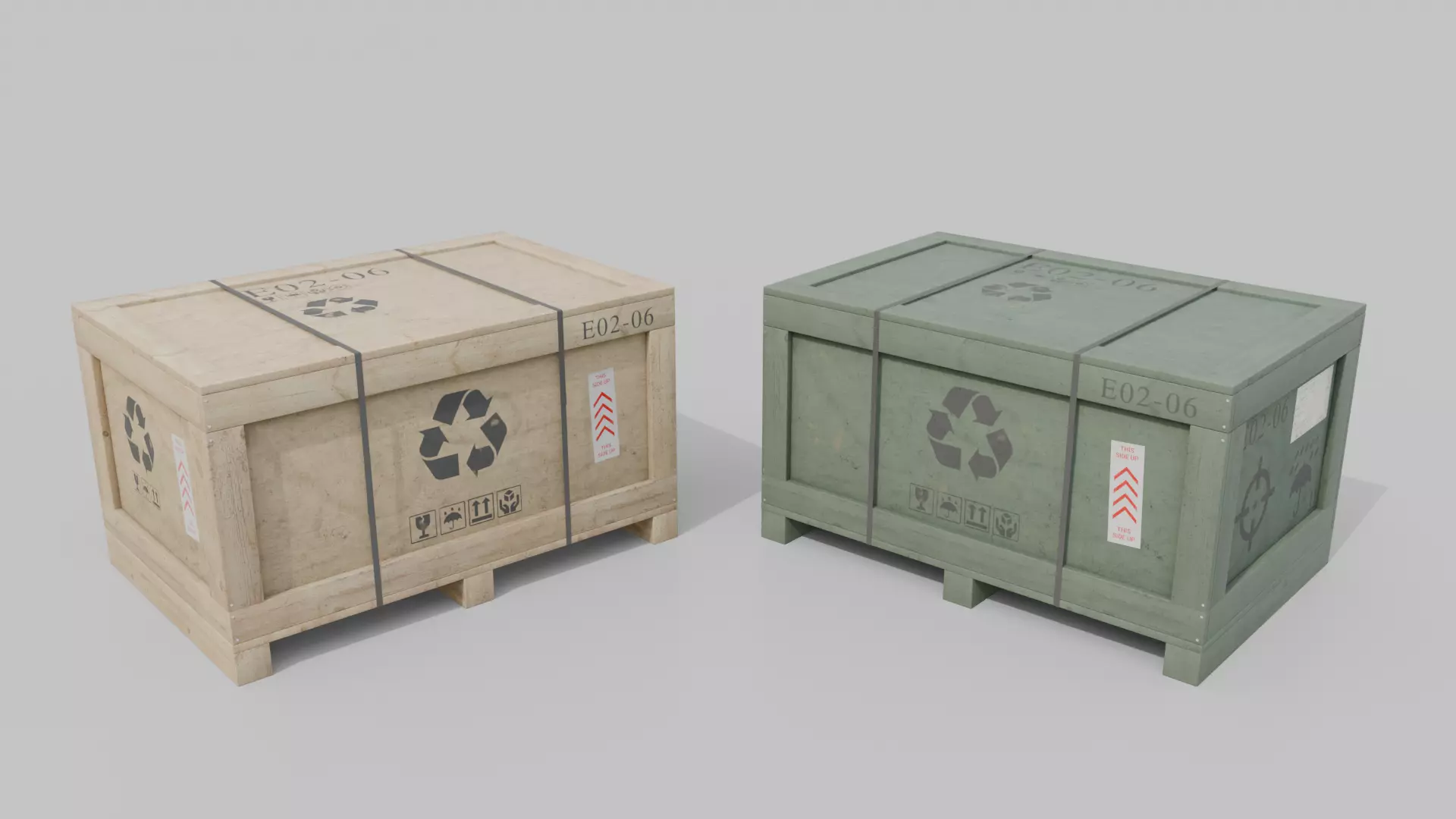 Customizable Wooden Crate Set - Stylized Props 3D Model Collection_38