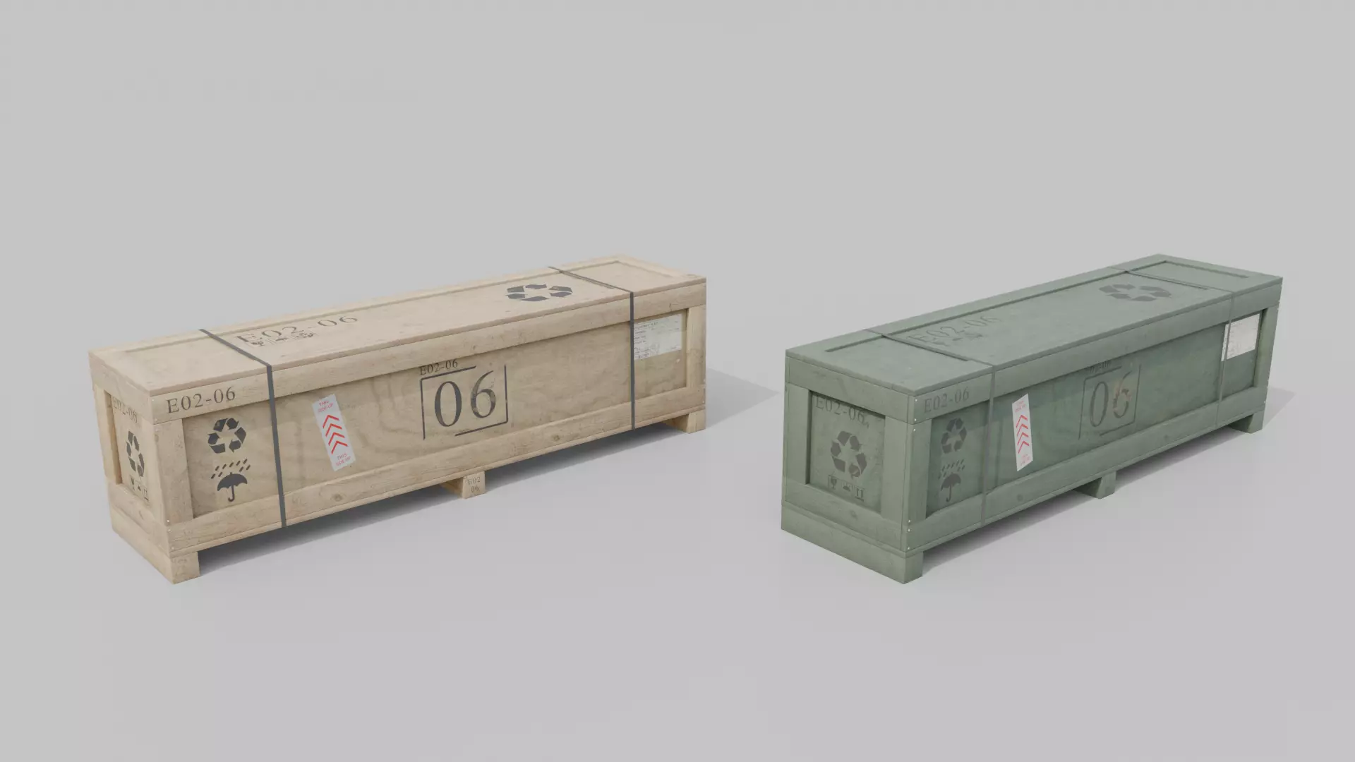 Customizable Wooden Crate Set - Stylized Props 3D Model Collection_60
