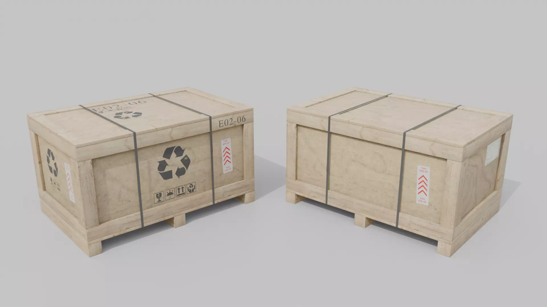 Customizable Wooden Crate Set - Stylized Props 3D Model Collection_39
