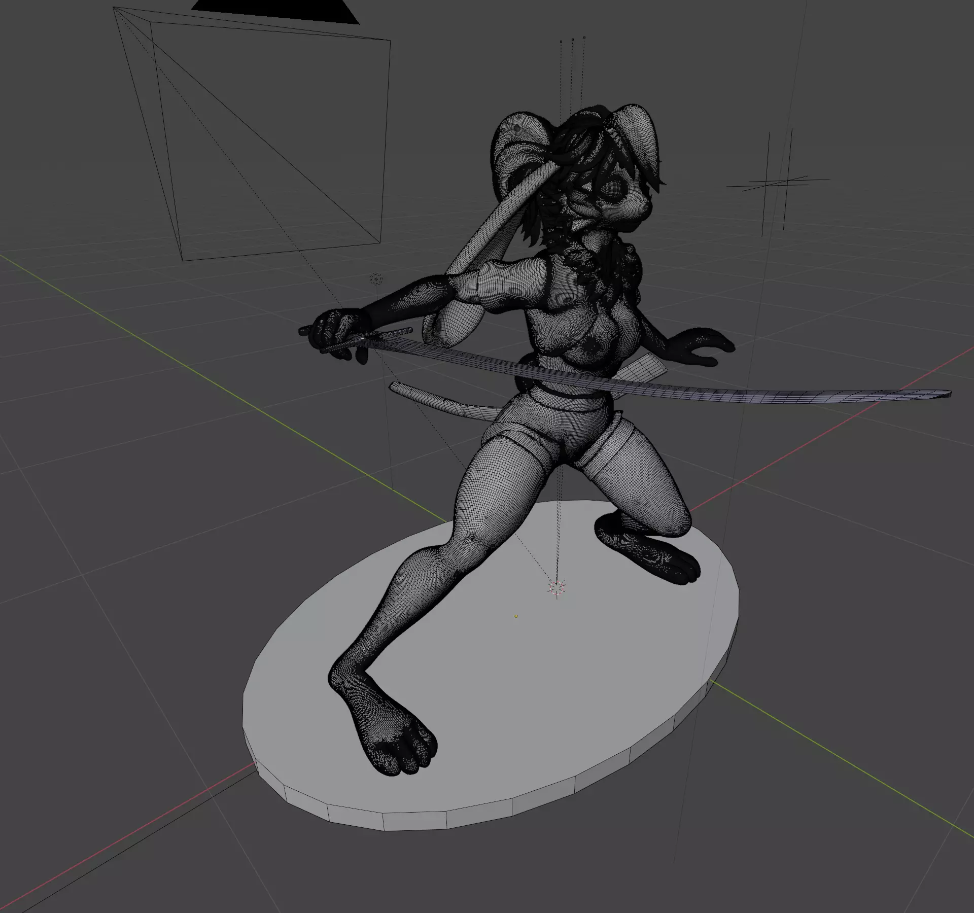 Rabbit Woman Toon with Shamshir figure 3D print model_10