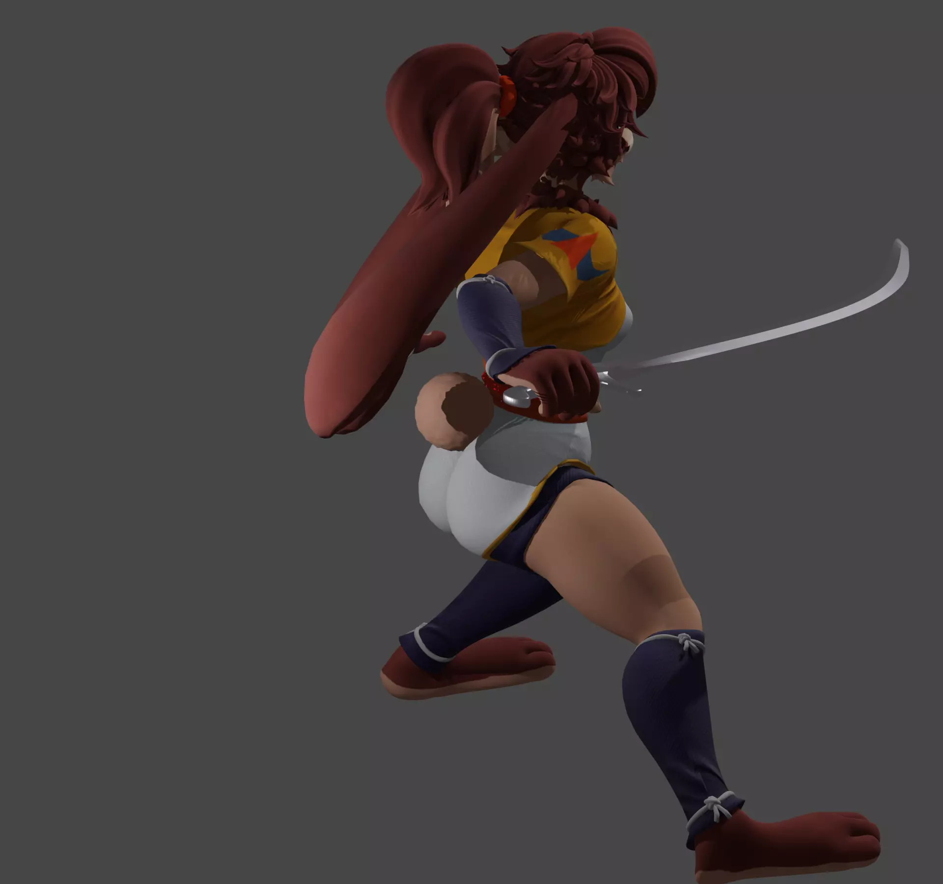 Rabbit Woman Toon with Shamshir figure 3D print model_7