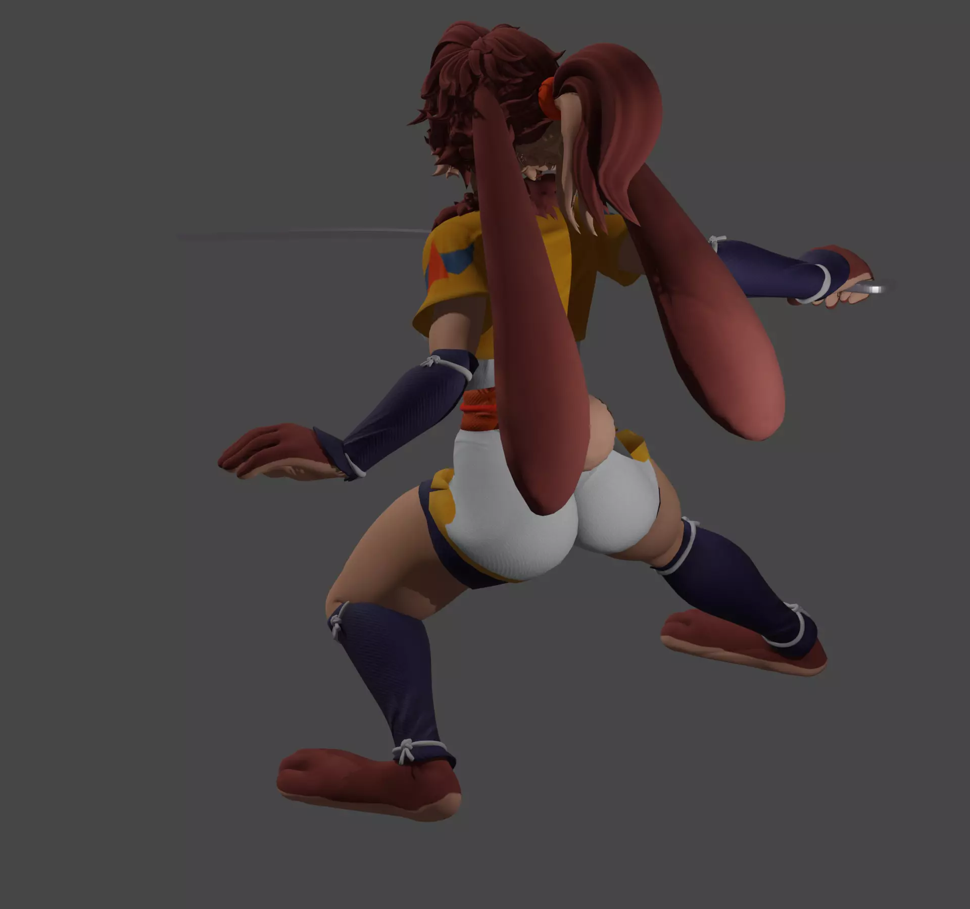 Rabbit Woman Toon with Shamshir figure 3D print model_5