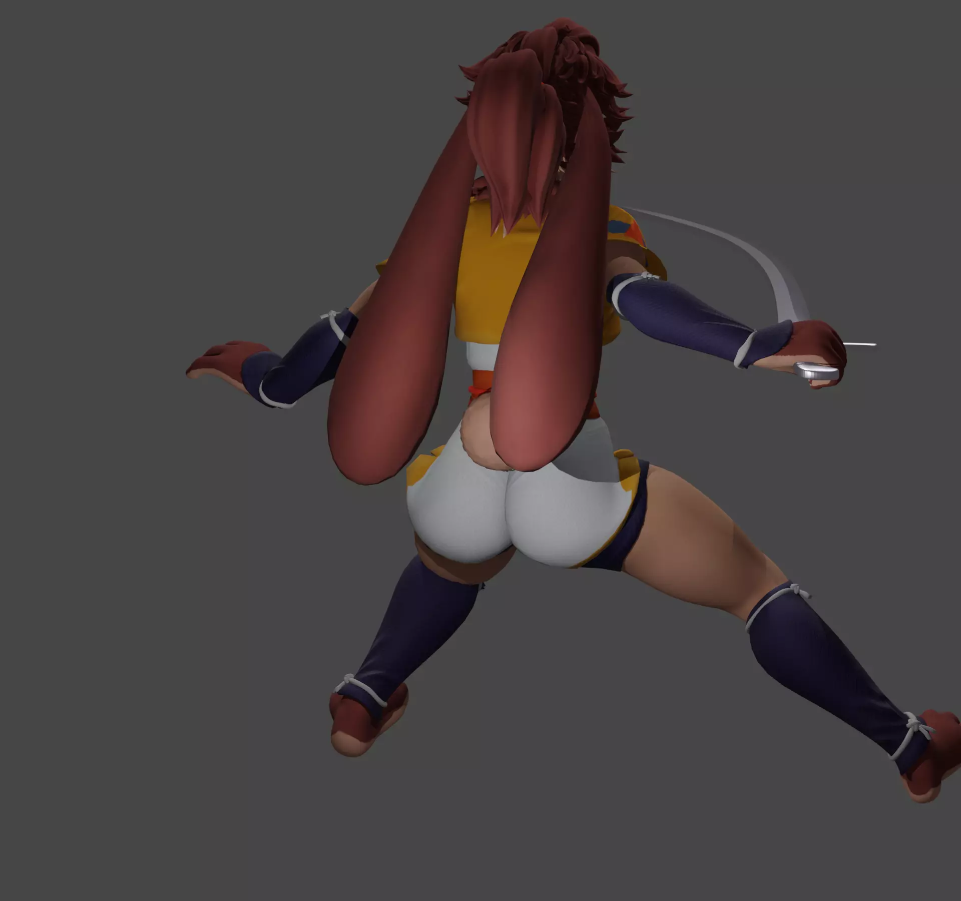 Rabbit Woman Toon with Shamshir figure 3D print model_6