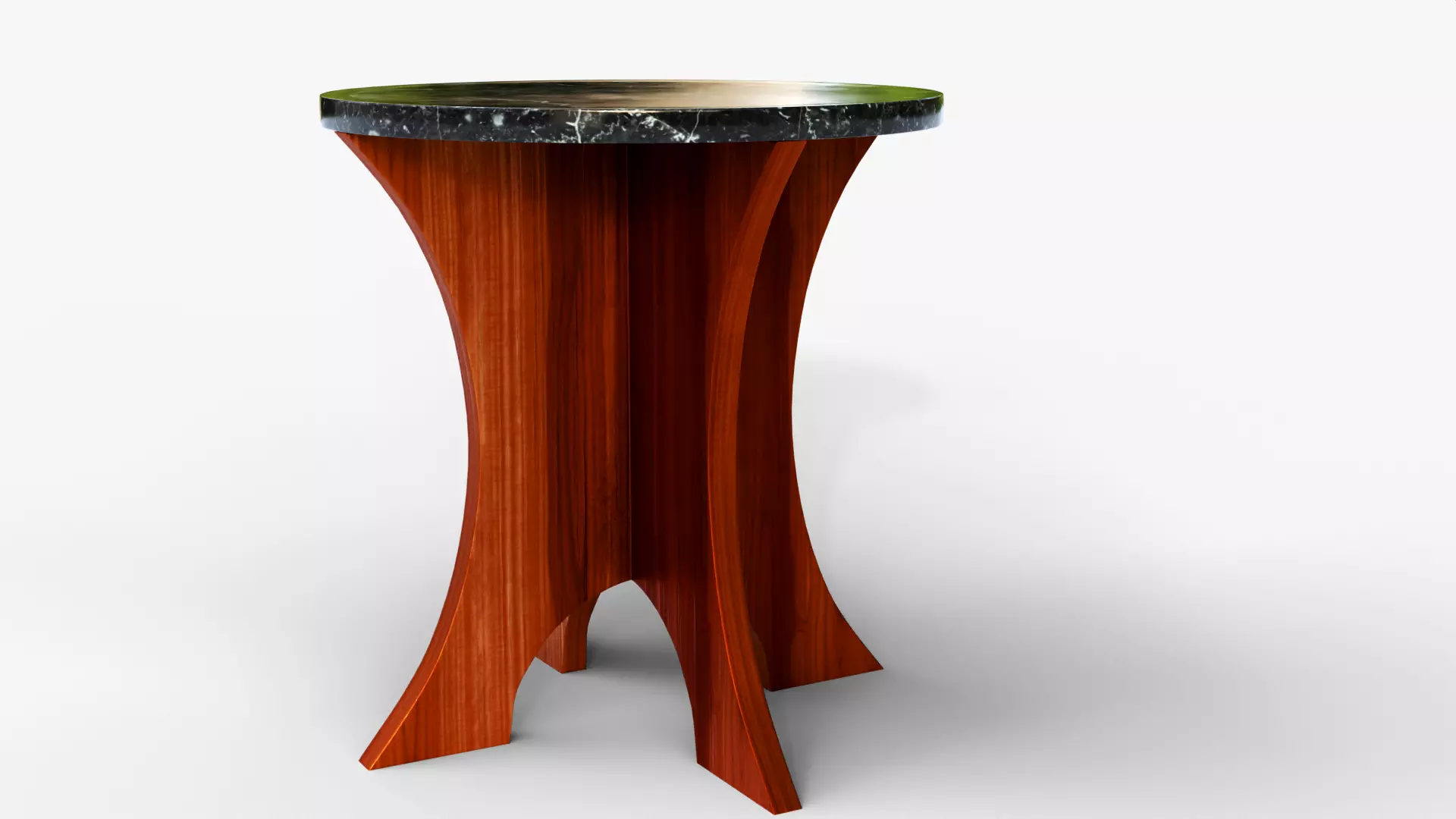 Luxury Side Table - Marble Surface and Wooden Frame Low-poly 3D model_4