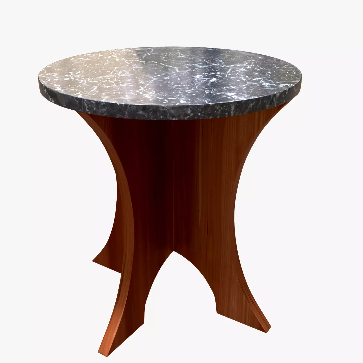 Luxury Side Table - Marble Surface and Wooden Frame Low-poly 3D model_0