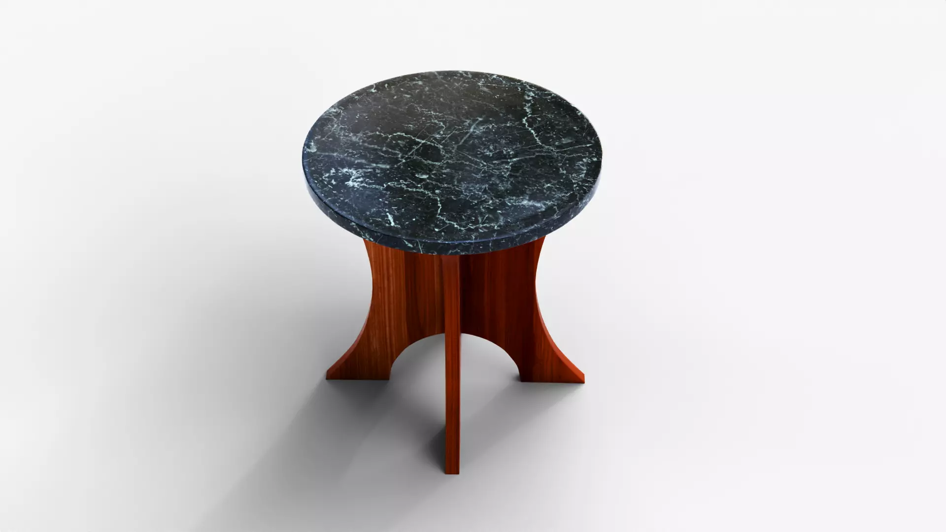 Luxury Side Table - Marble Surface and Wooden Frame Low-poly 3D model_2