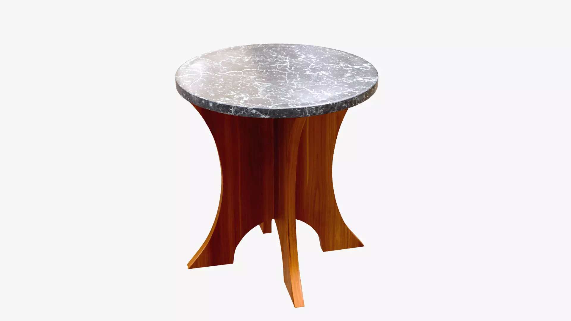 Luxury Side Table - Marble Surface and Wooden Frame Low-poly 3D model_5