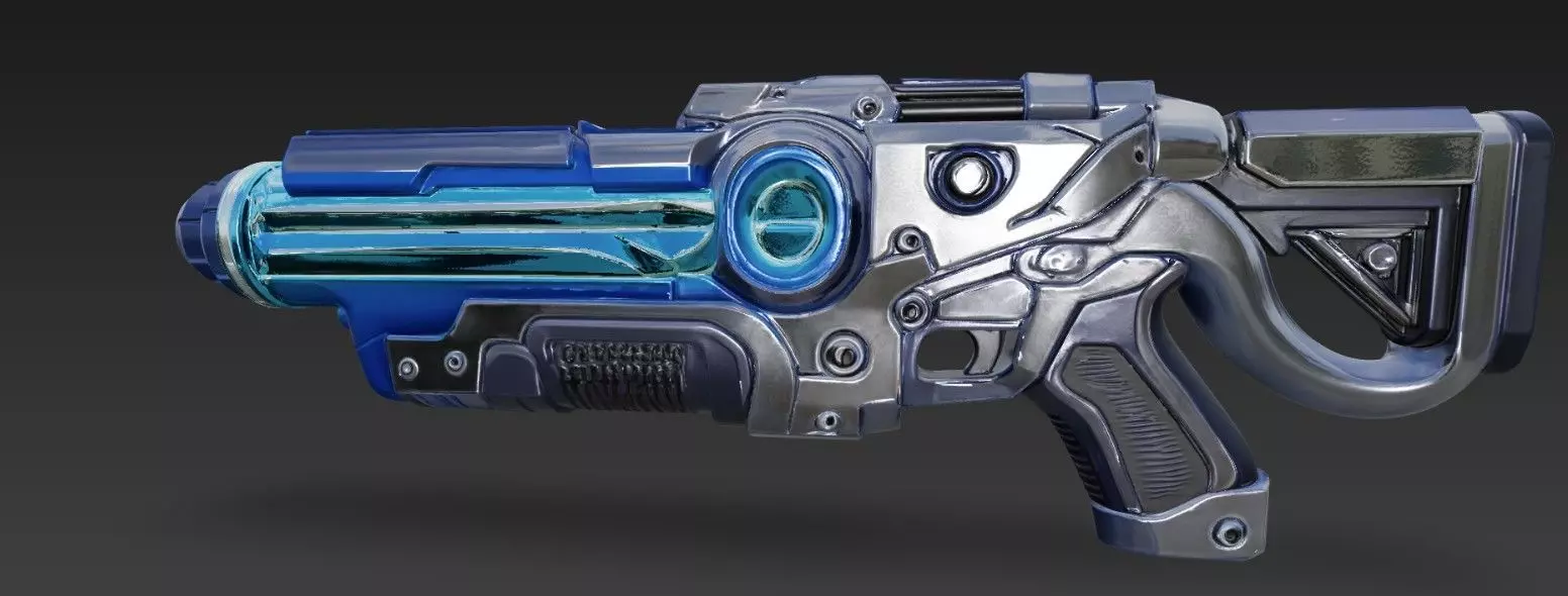 Railgun Rifle Low-poly 3D model_4