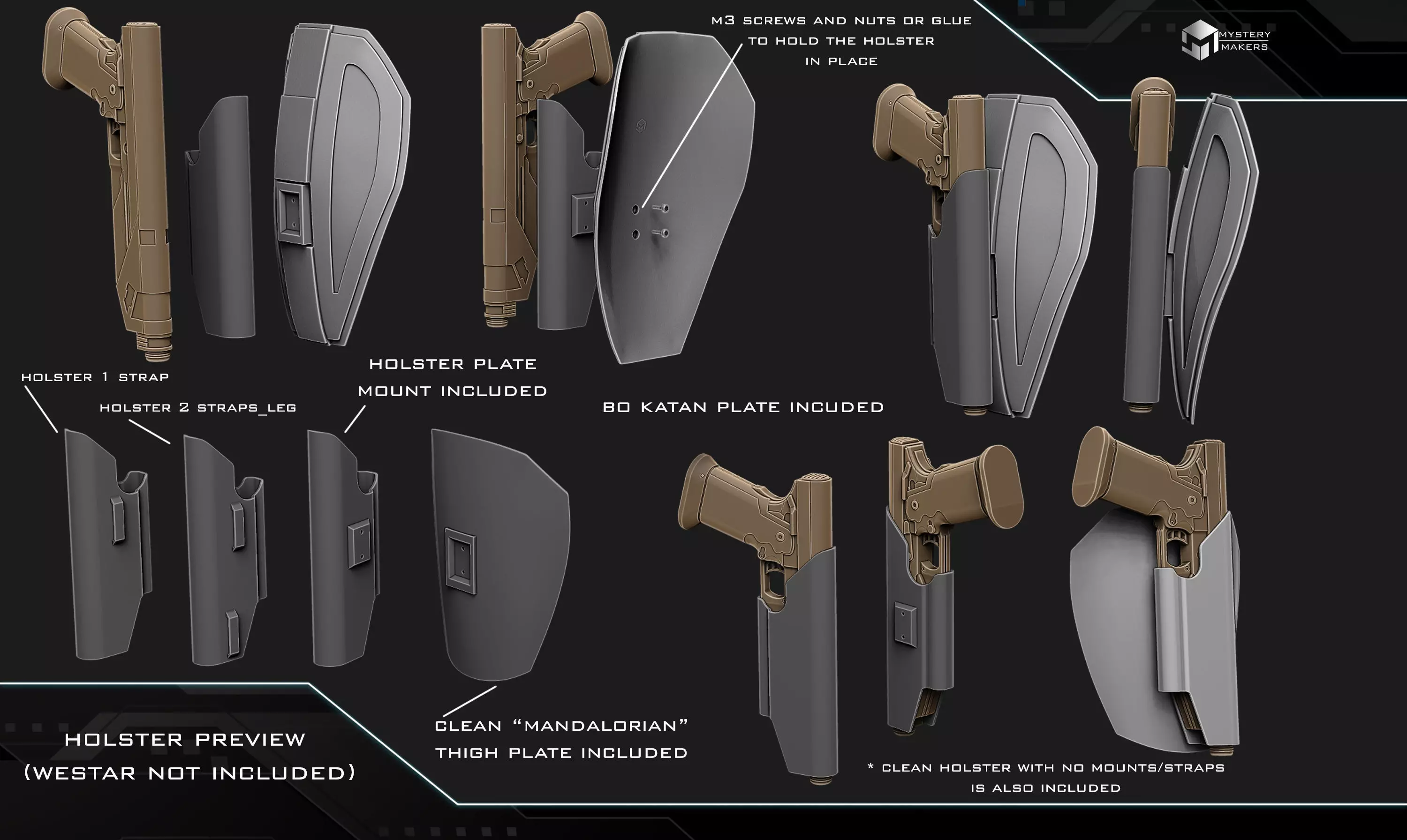 Westar holster Thigh plate 3D print model