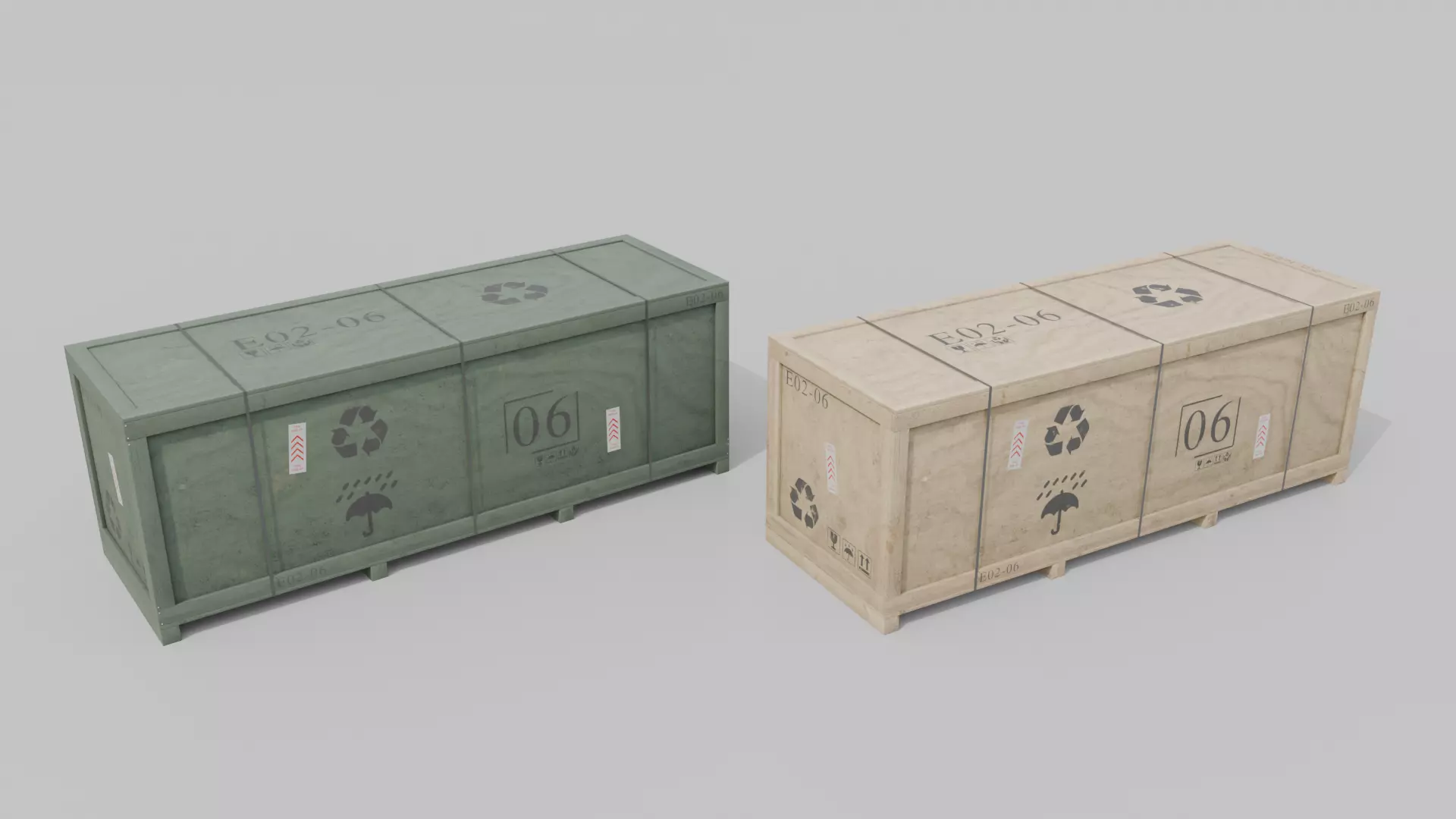 Customizable Wooden Crate Set - Industrial Layout 3D Model Collection_38