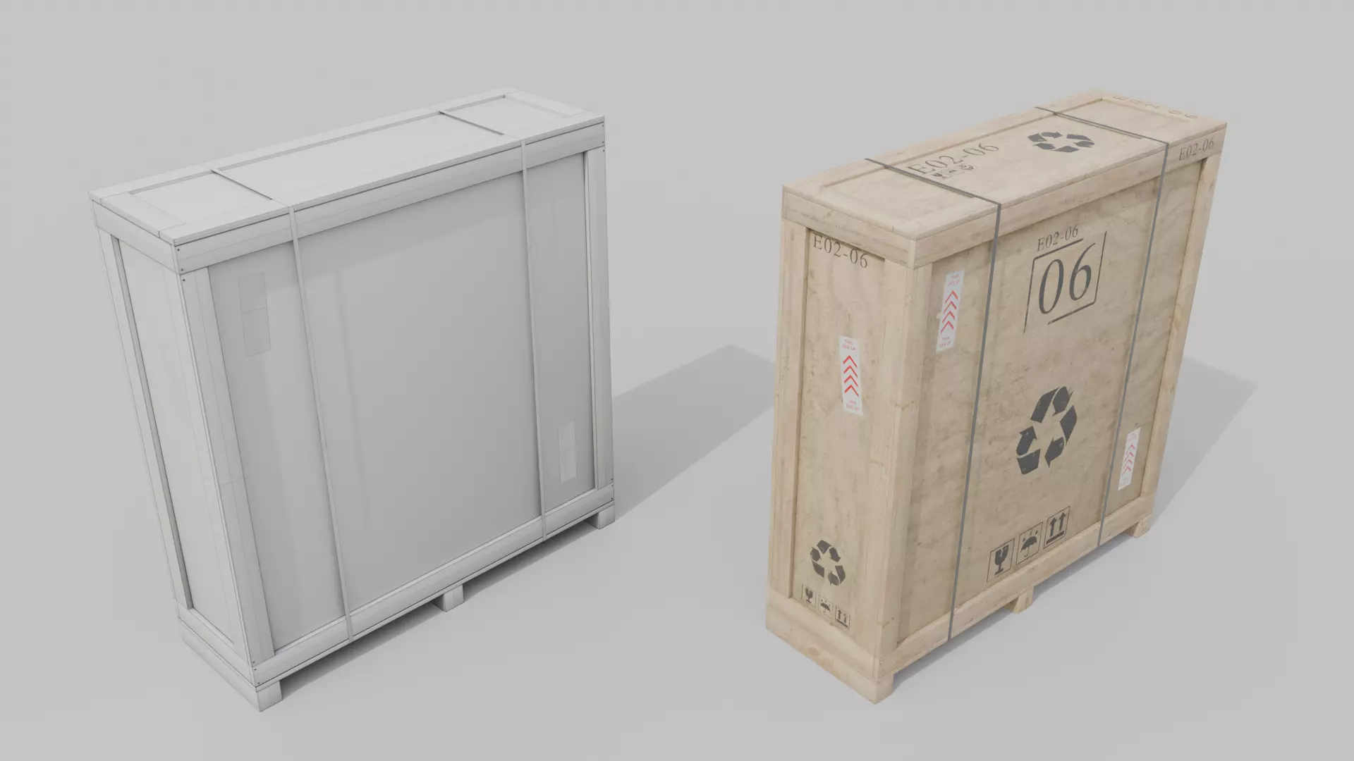 Customizable Wooden Crate Set - Industrial Layout 3D Model Collection_73