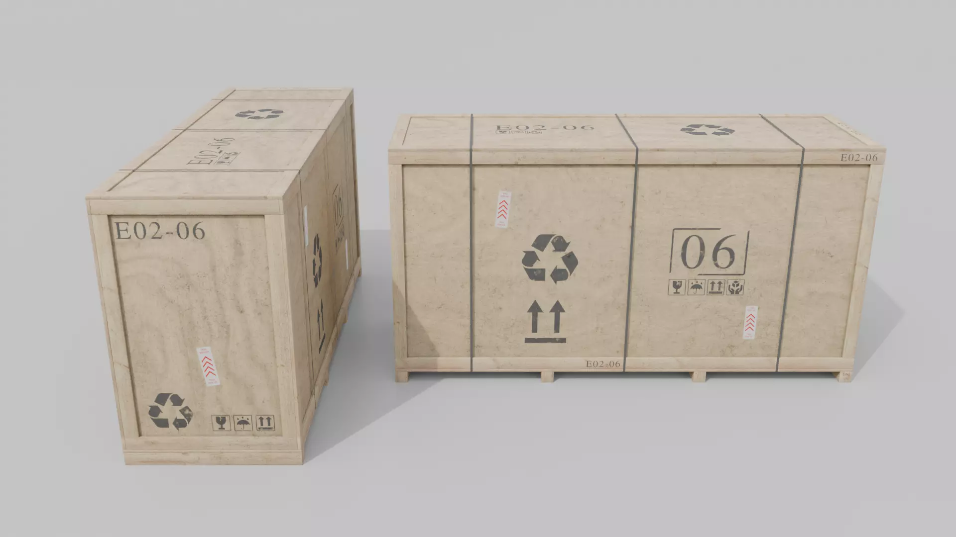 Customizable Wooden Crate Set - Industrial Layout 3D Model Collection_44