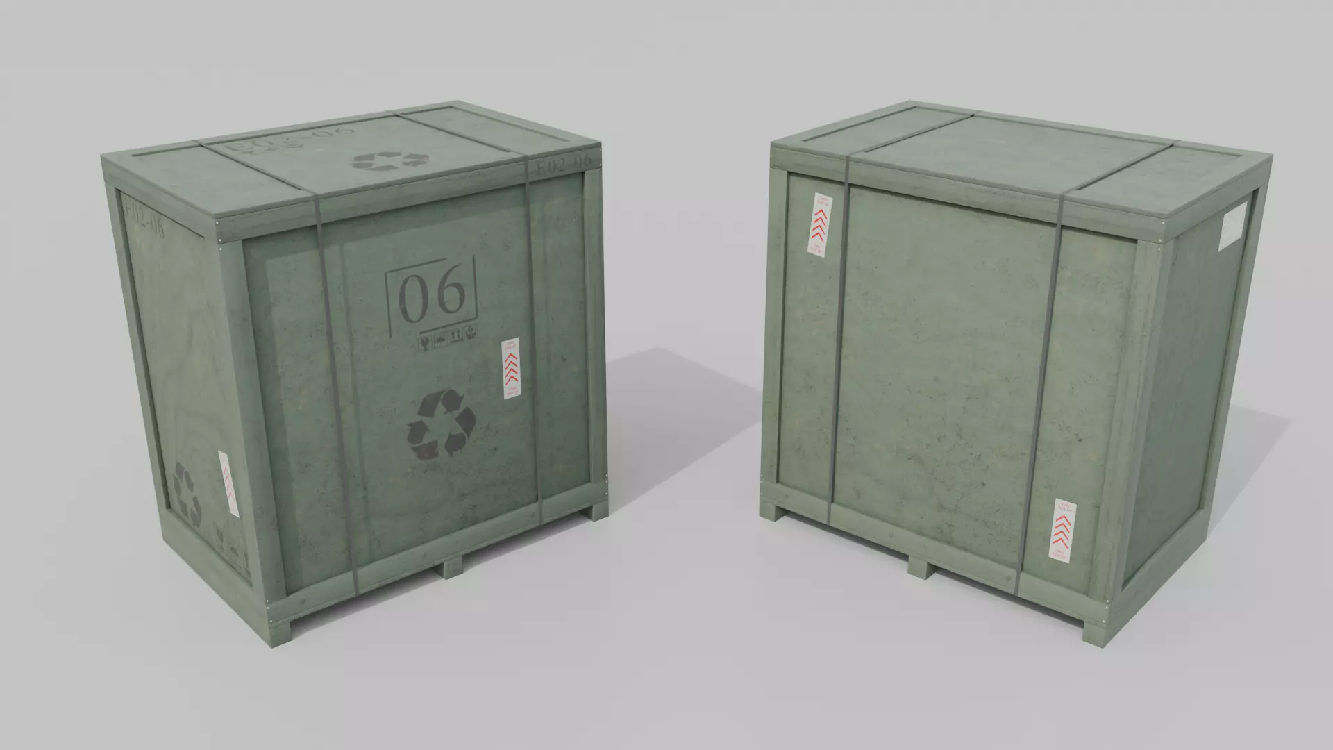 Customizable Wooden Crate Set - Industrial Layout 3D Model Collection_83