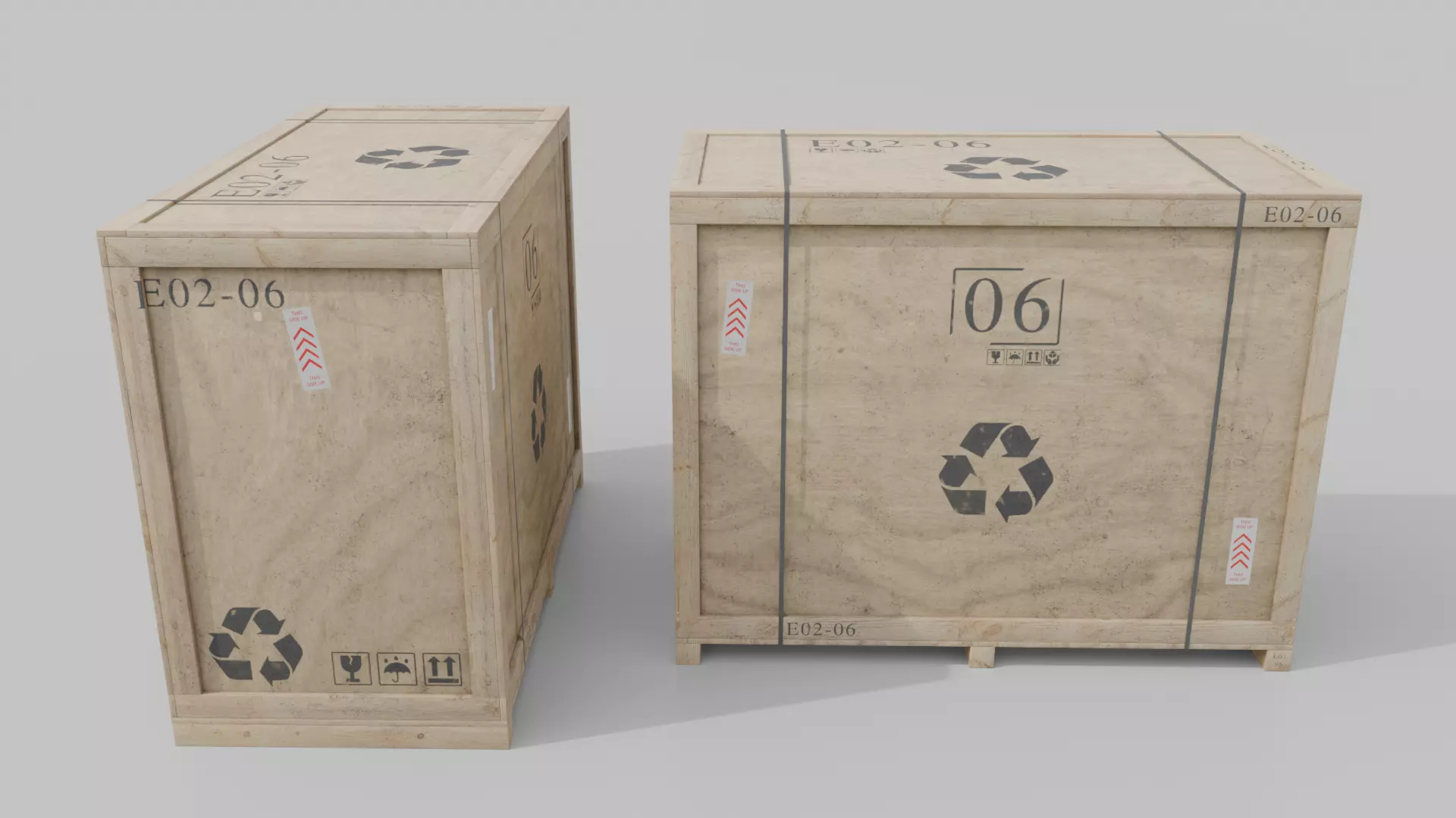 Customizable Wooden Crate Set - Industrial Layout 3D Model Collection_22