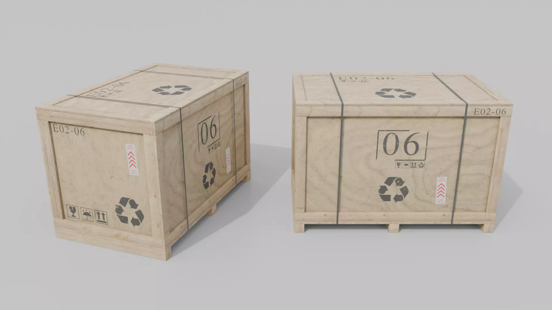 Customizable Wooden Crate Set - Industrial Layout 3D Model Collection_11